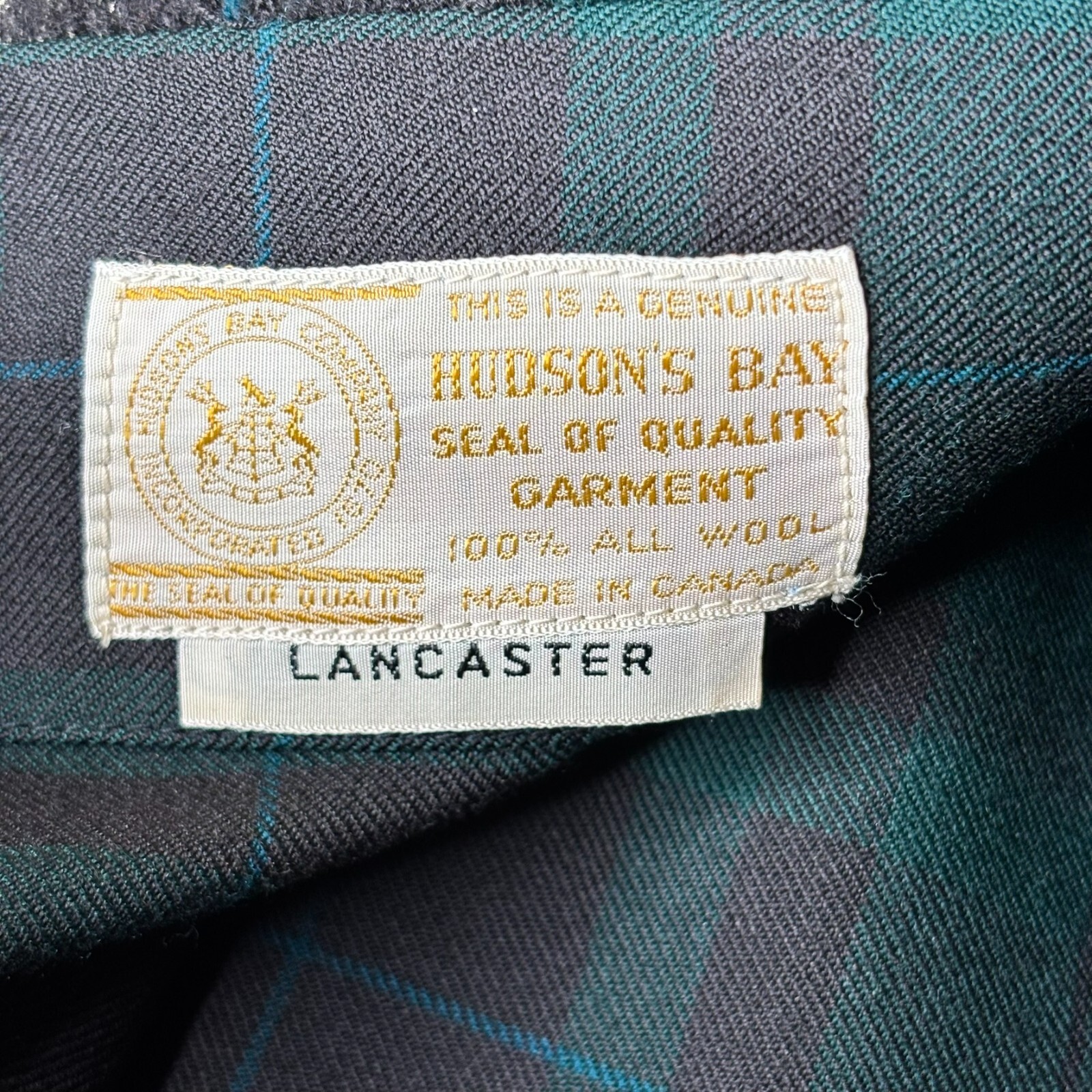 Vintage Hudson’s Bay Lancaster Skirt Sz 25 Black Watch Wool Pleated Wrap Midi