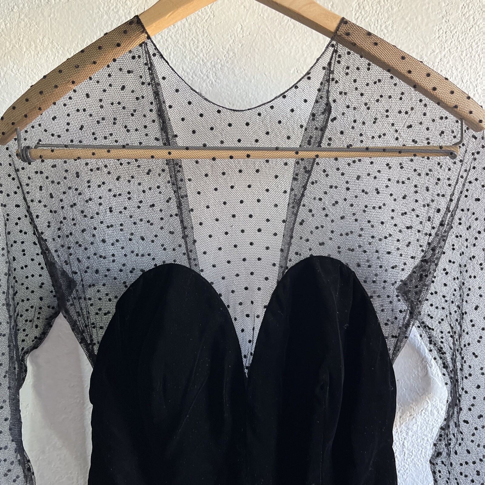 Vtg Jill Richards Lace Blk Velvet Sheer Sm Old Money Sexy Dress Classic Timeless
