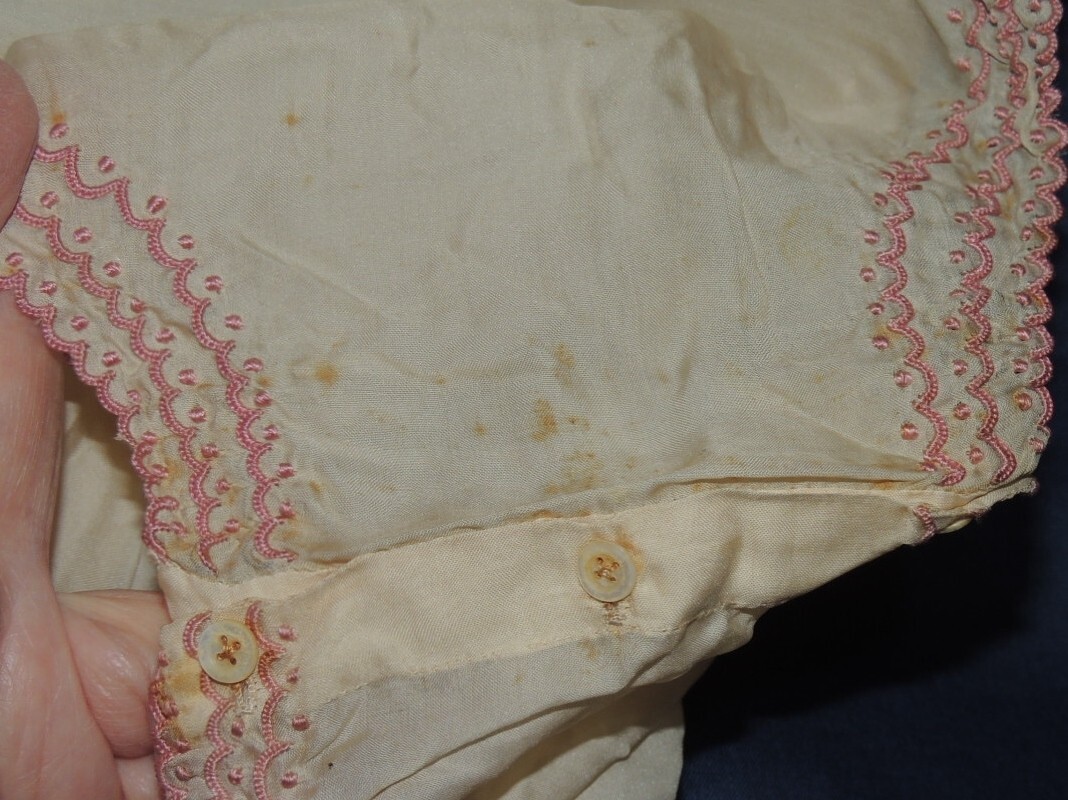 1920’s Ivory Silk W Pink Embroidery Step In / Chemise / Bloomers MED