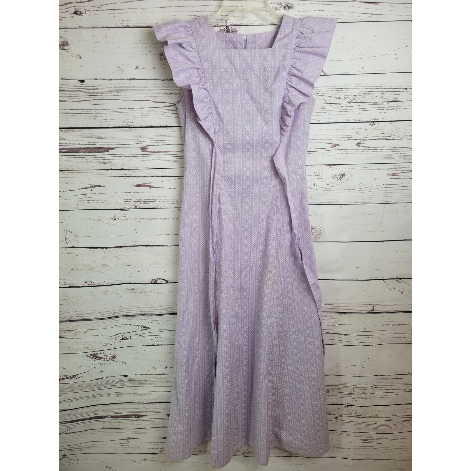 Vtg Maxi Dress Vintage Handmade Cottagecore Prairie Ruffle Purple Lavender XS