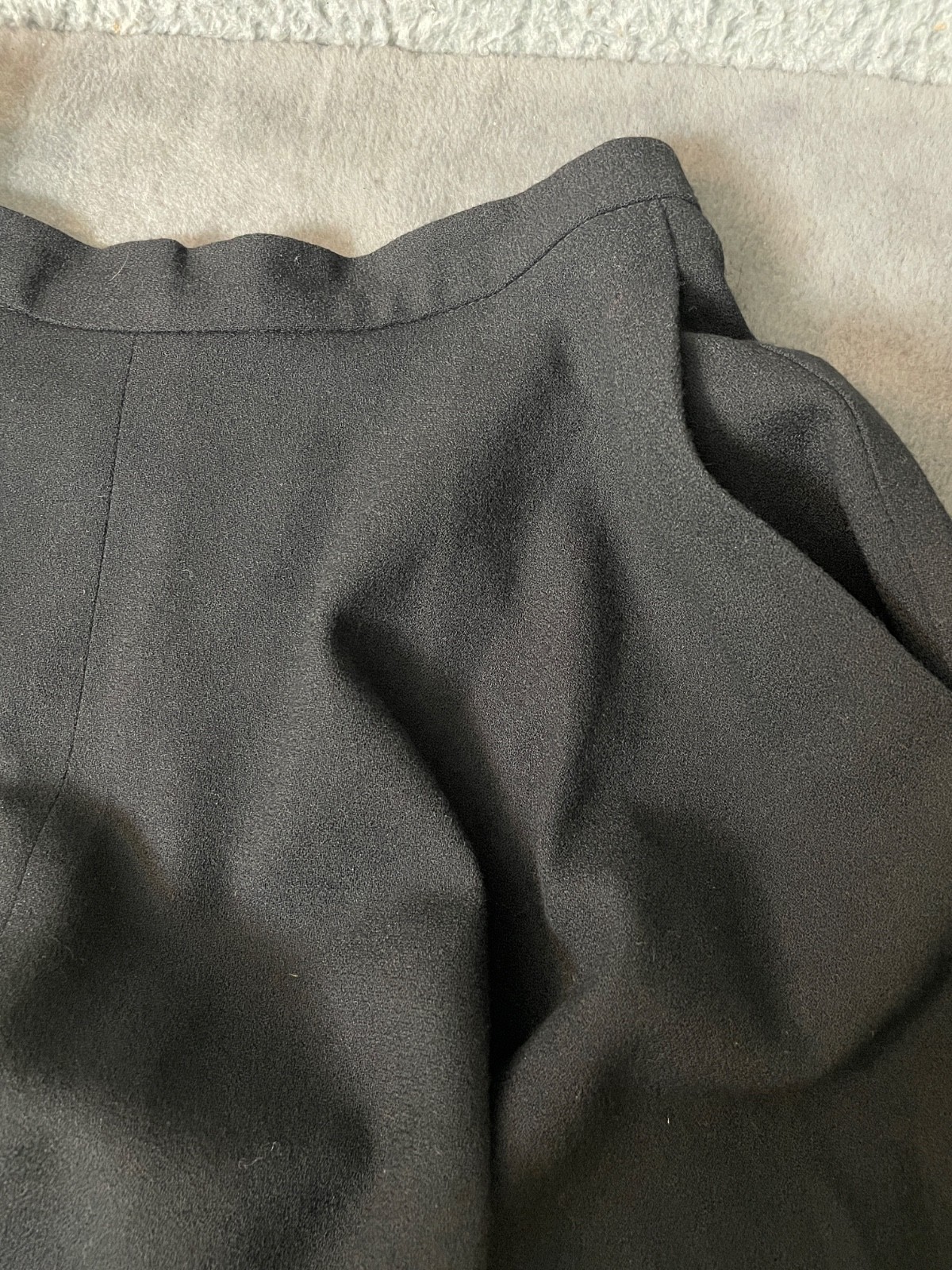 Vintage 70s Black Wool Full Midi Skirt 10 USA ILGWU Union Label Swing Flare VTG