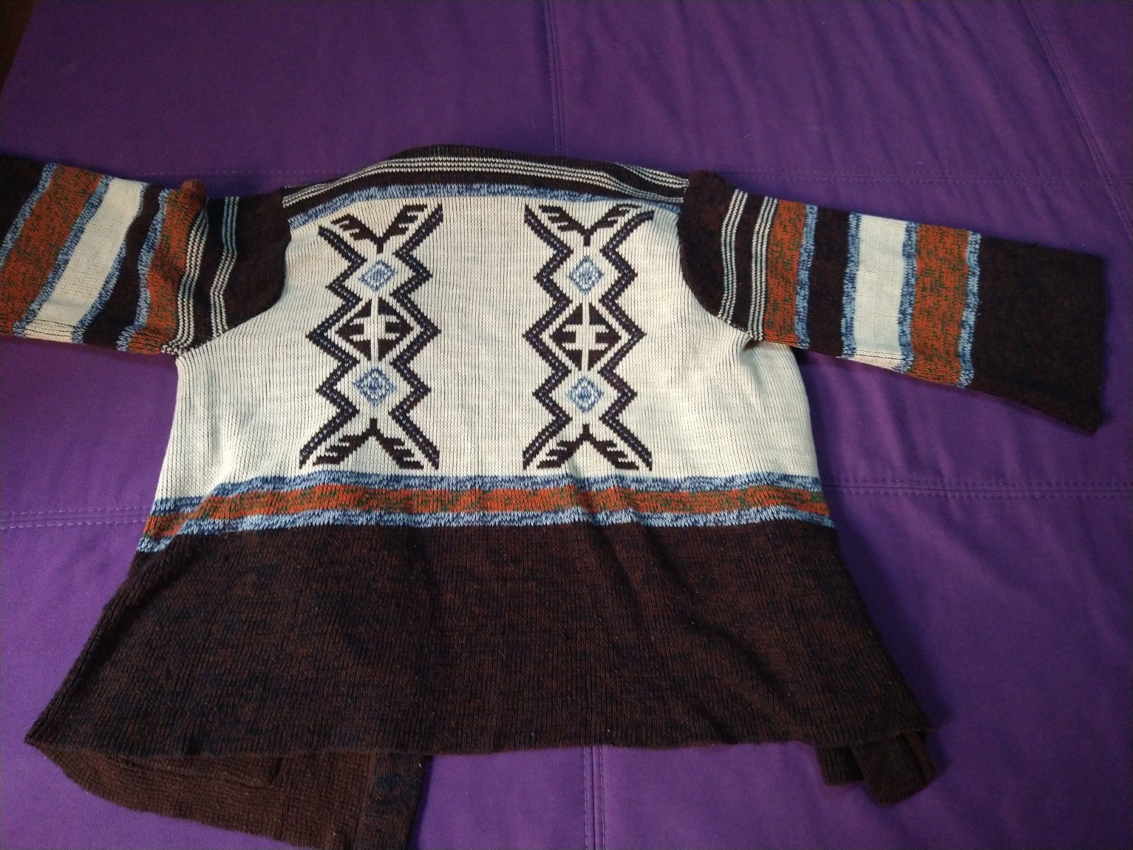 Vintage 80’s Retro Fall cardigan Western Native Boho Design Sweater Size L