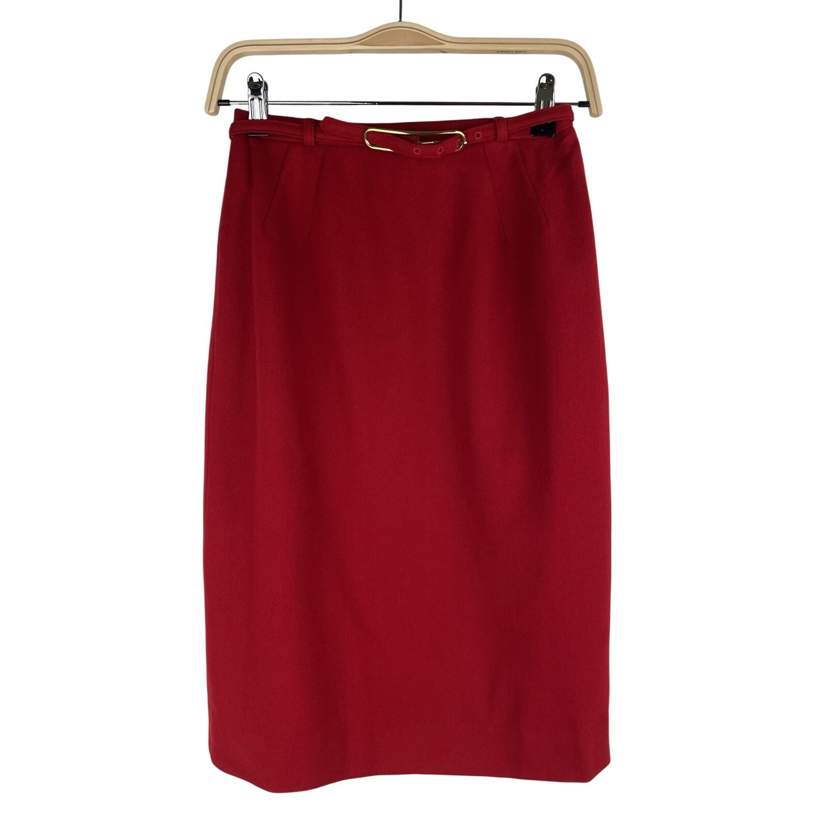 VTG 60s Red Wool Skirt MISS PAT CALIFORNIA Waist 25 3/4″