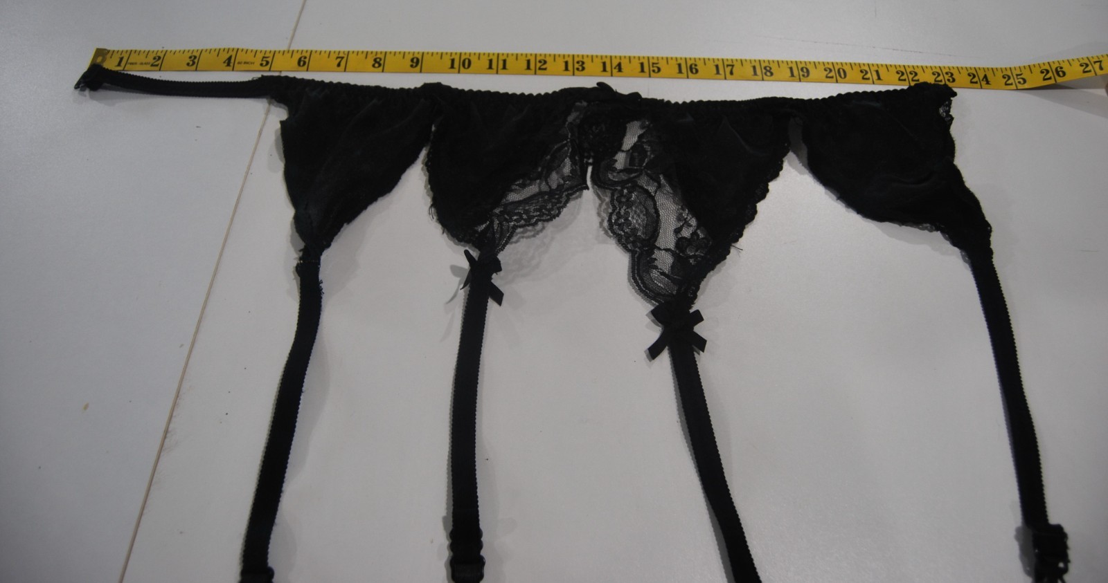 Vintage BestForm Black and Red Lace Garter Belt Size 6 Medium Sexy Coquette