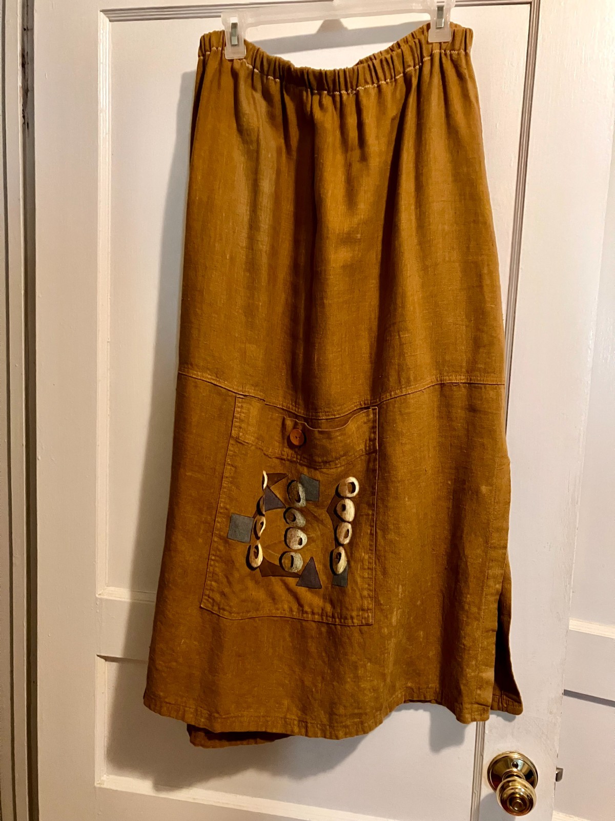 Vintage Bluefish Brown Linen Handpainted Skirt