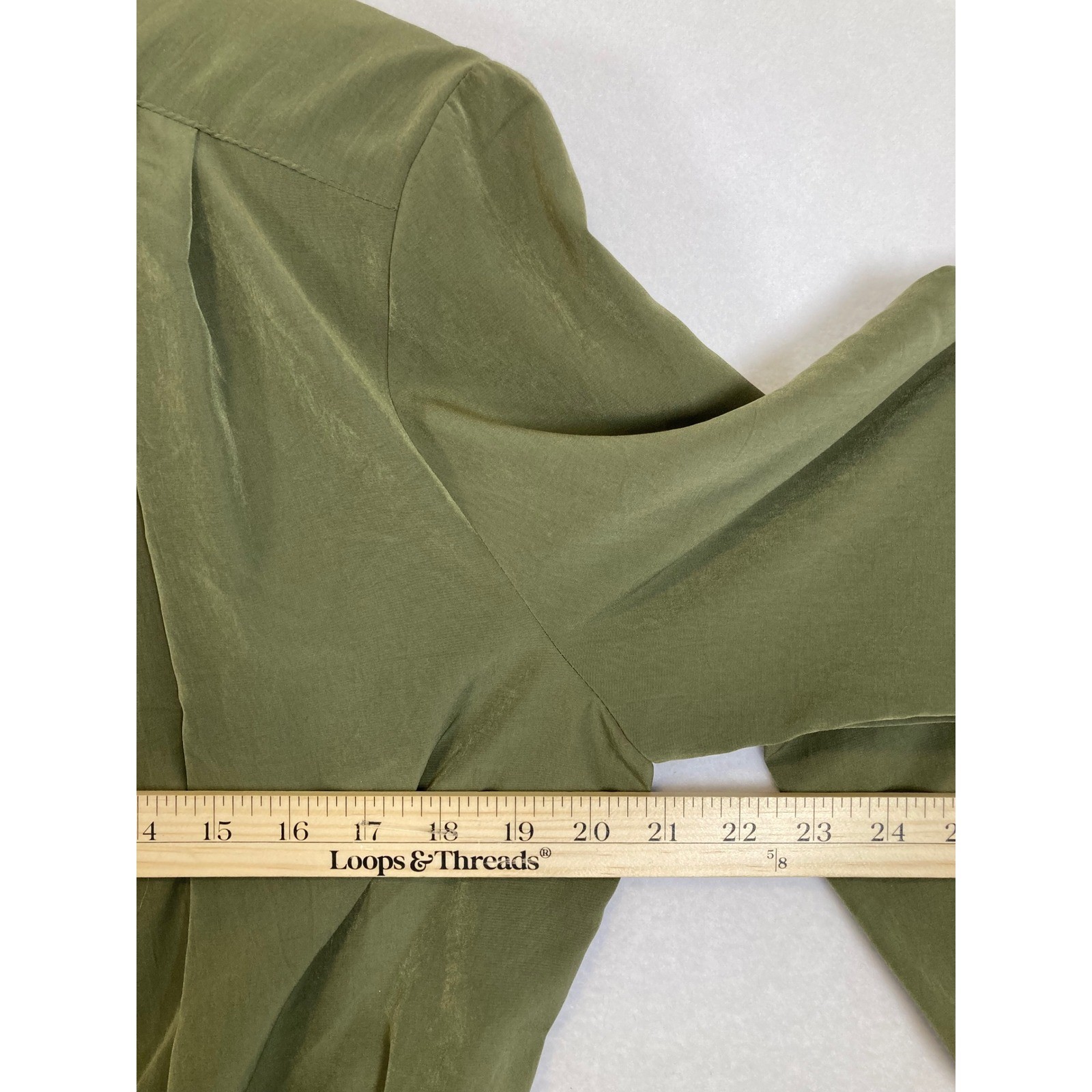 Howard Wolf Blouse Womens 12 Olive Green Vintage Wrap V-Neck Long Sleeve USA