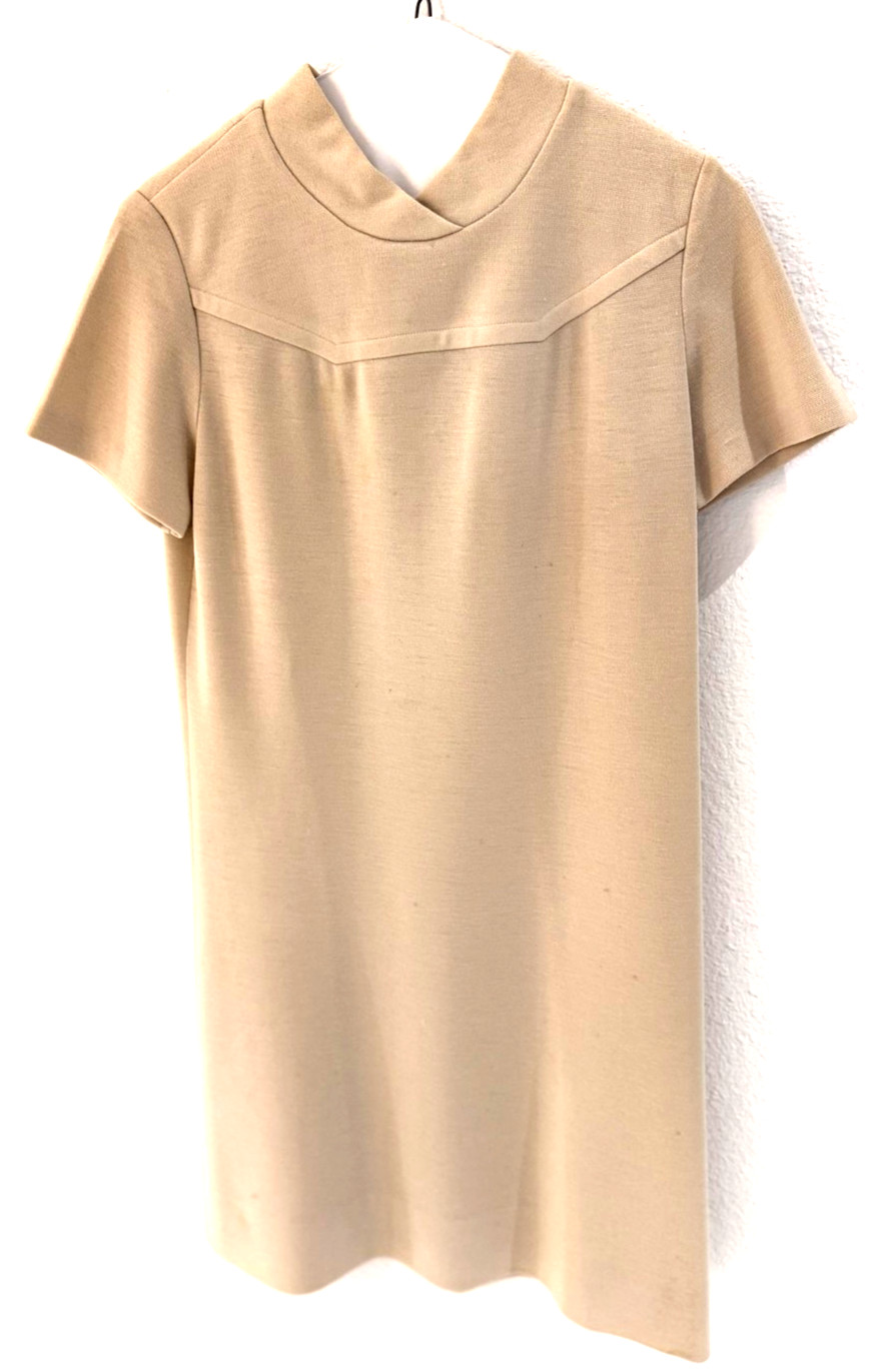 VTG L’Aiglon Knits 1960s Wool Dress Cream Midcentury SZ XS