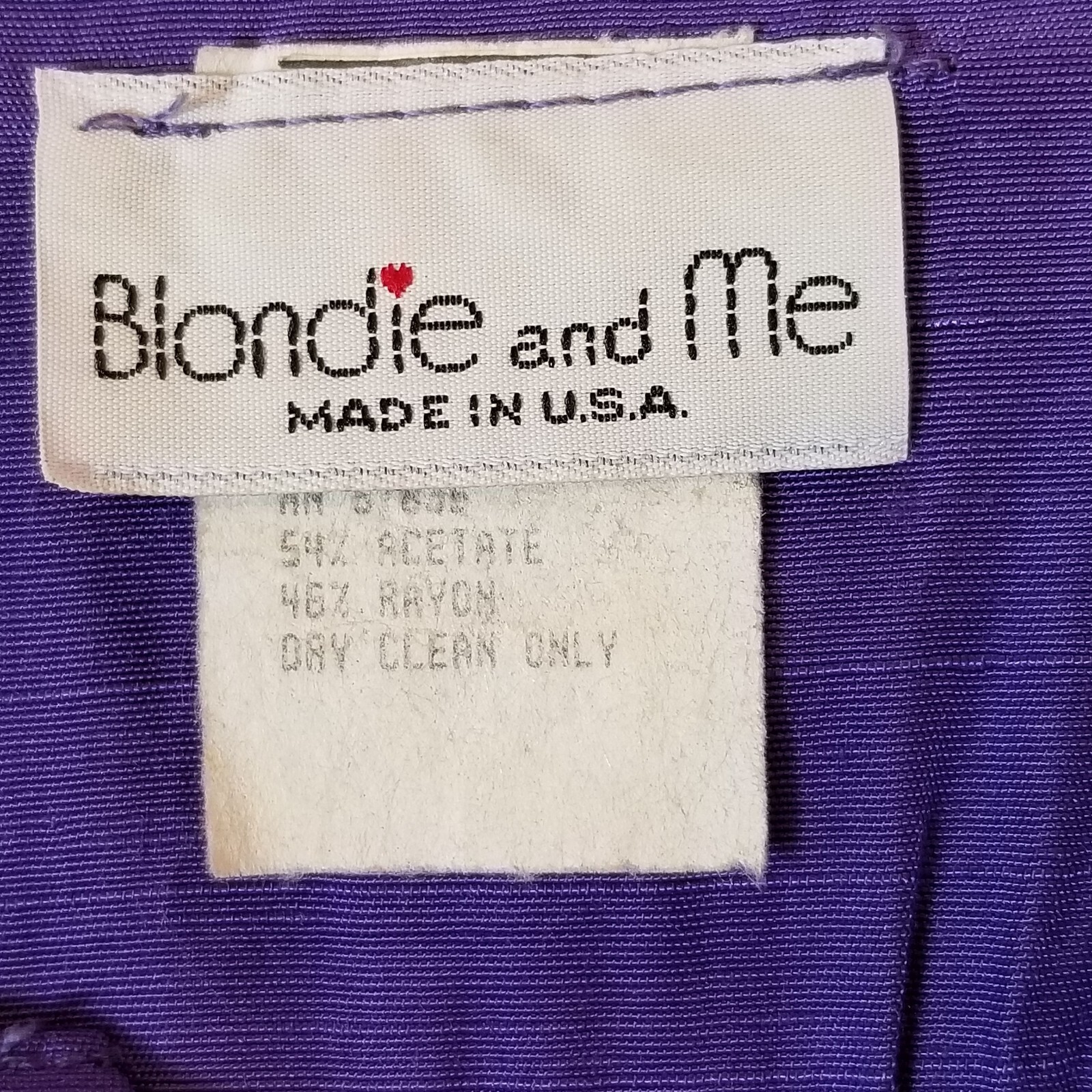 Vintage 80s BLONDIE AND ME Slub Weave Wide Belt Pant Suit Purple Size 9