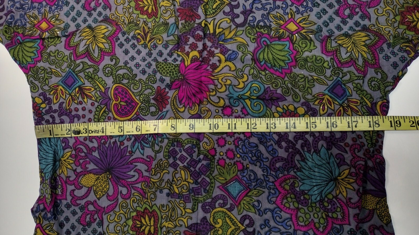 80s Zashi Rayon Top Kitsch Pattern Purple WILD PATTERN HEART Shoulder Pads NEW S