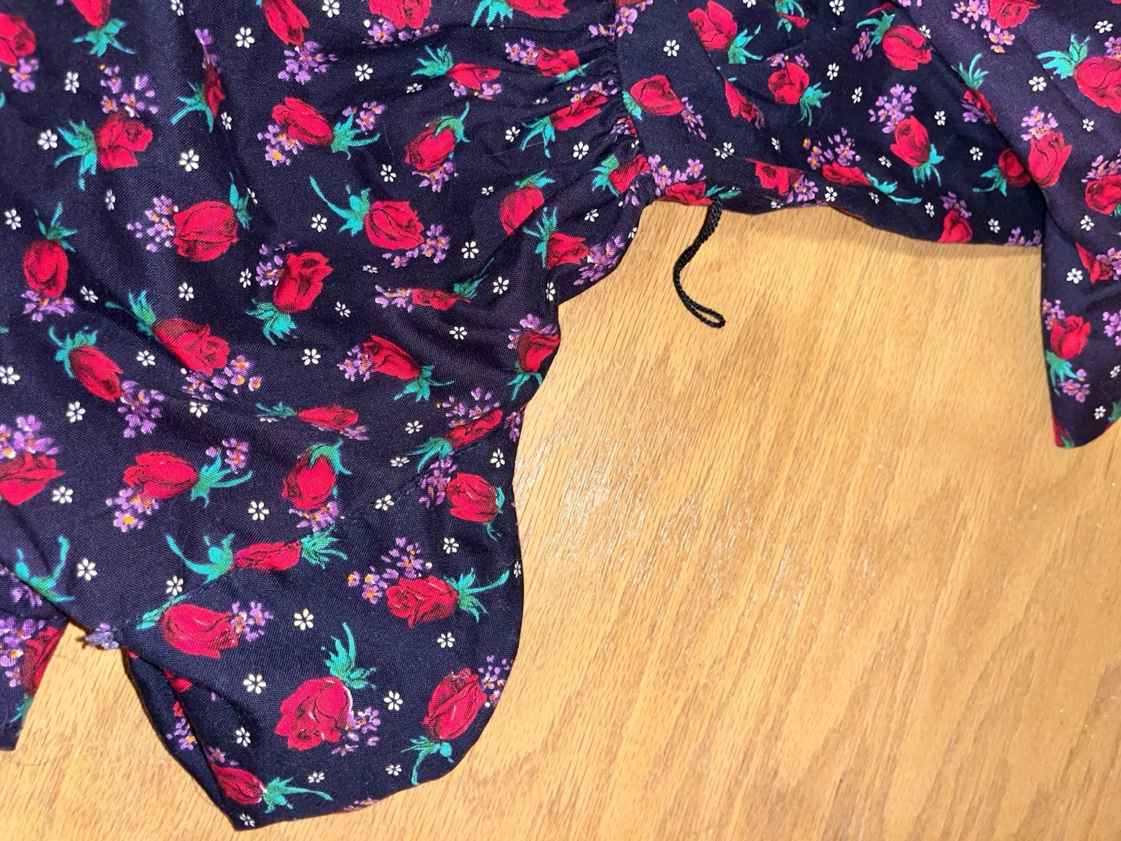 80s Caroline Wells Vintage Floral Midi Dress with Shoulder Pads, tag size 12