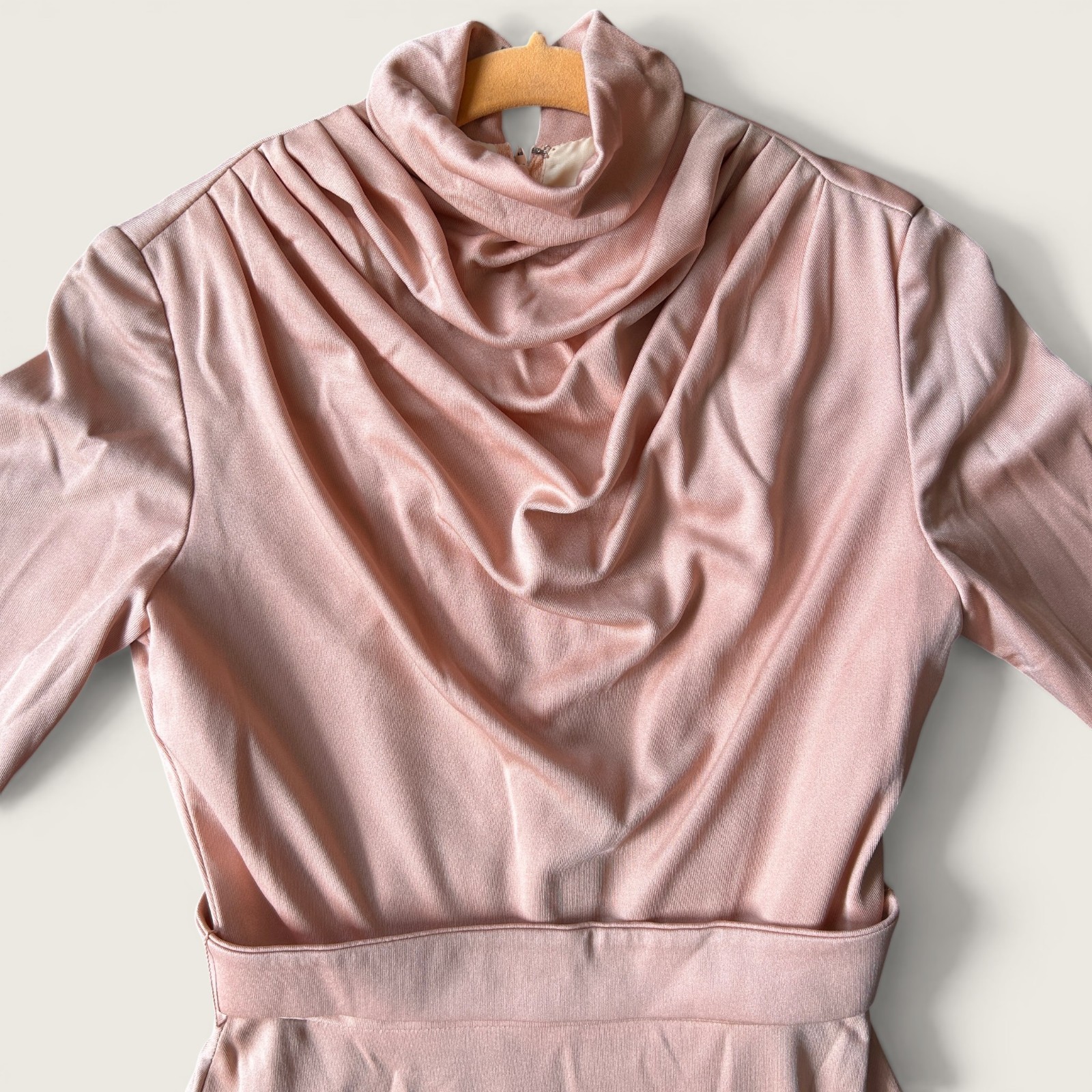 Vintage 1970s Lilli Diamond California Peach Pink Maxi Dress Belted Size 10