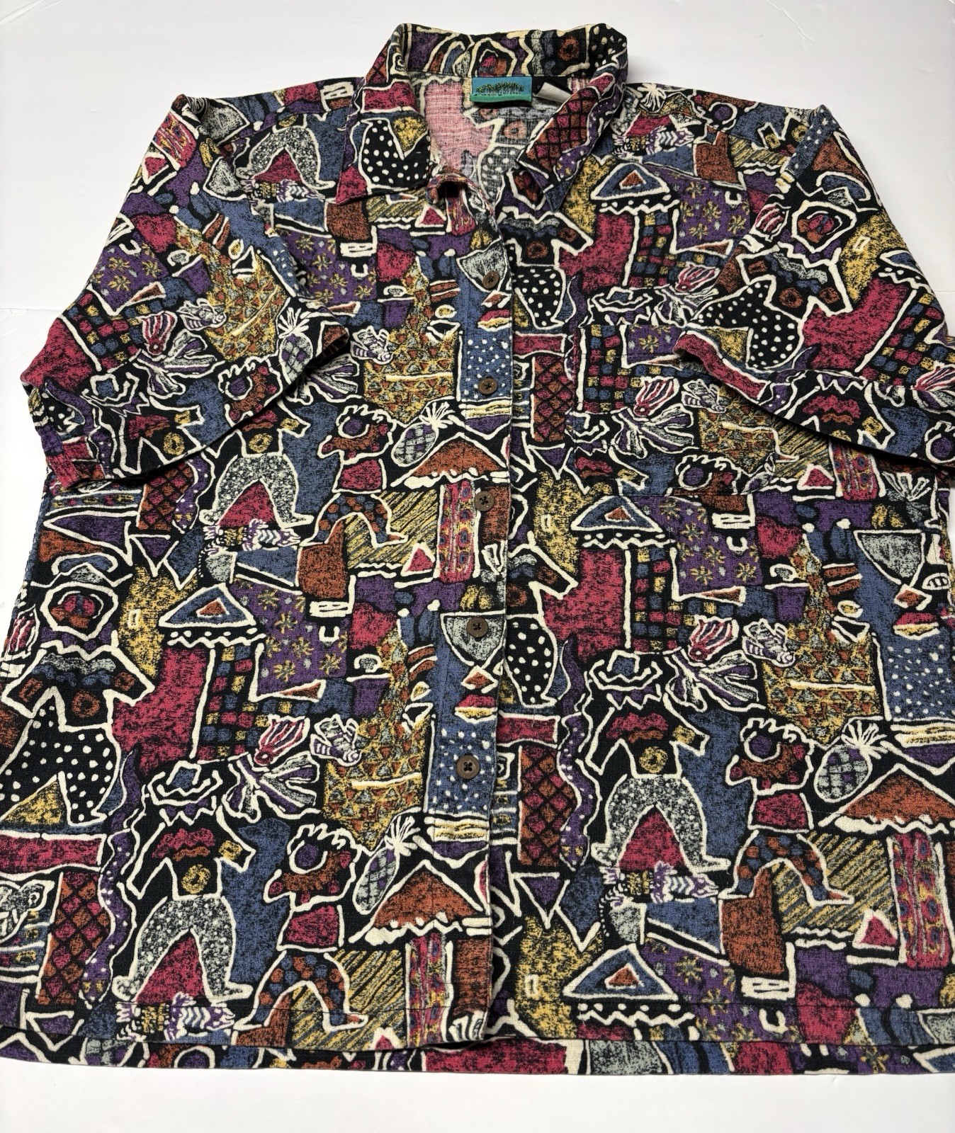 ✅ Vintage Women’s Large Patagonia Aztec Hawaiian Button Up Short Sleeve Shirt