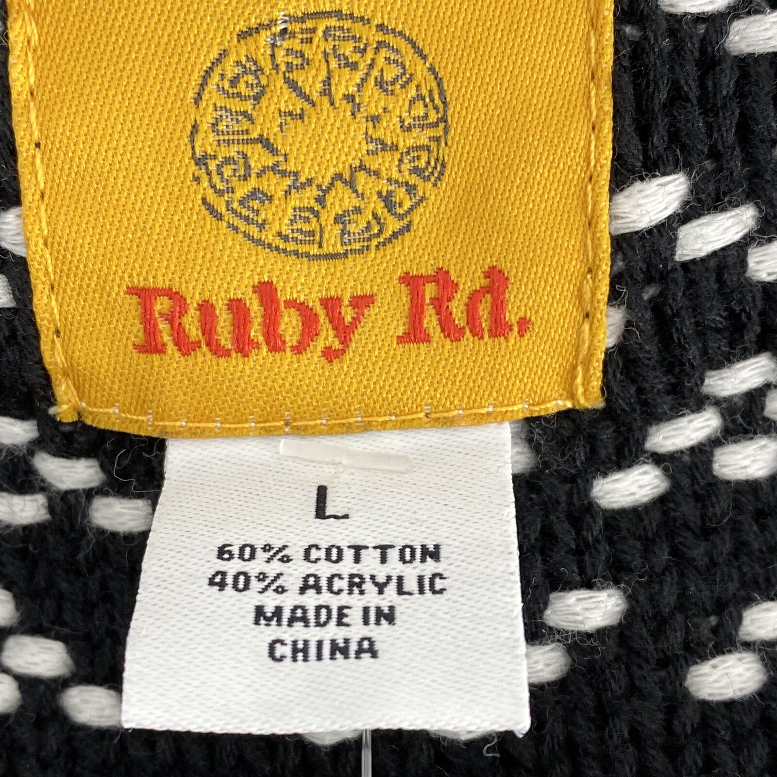 Ruby Rd. Preowned Womens Zip Up Sweater Black Faux Leather Shoulders Large