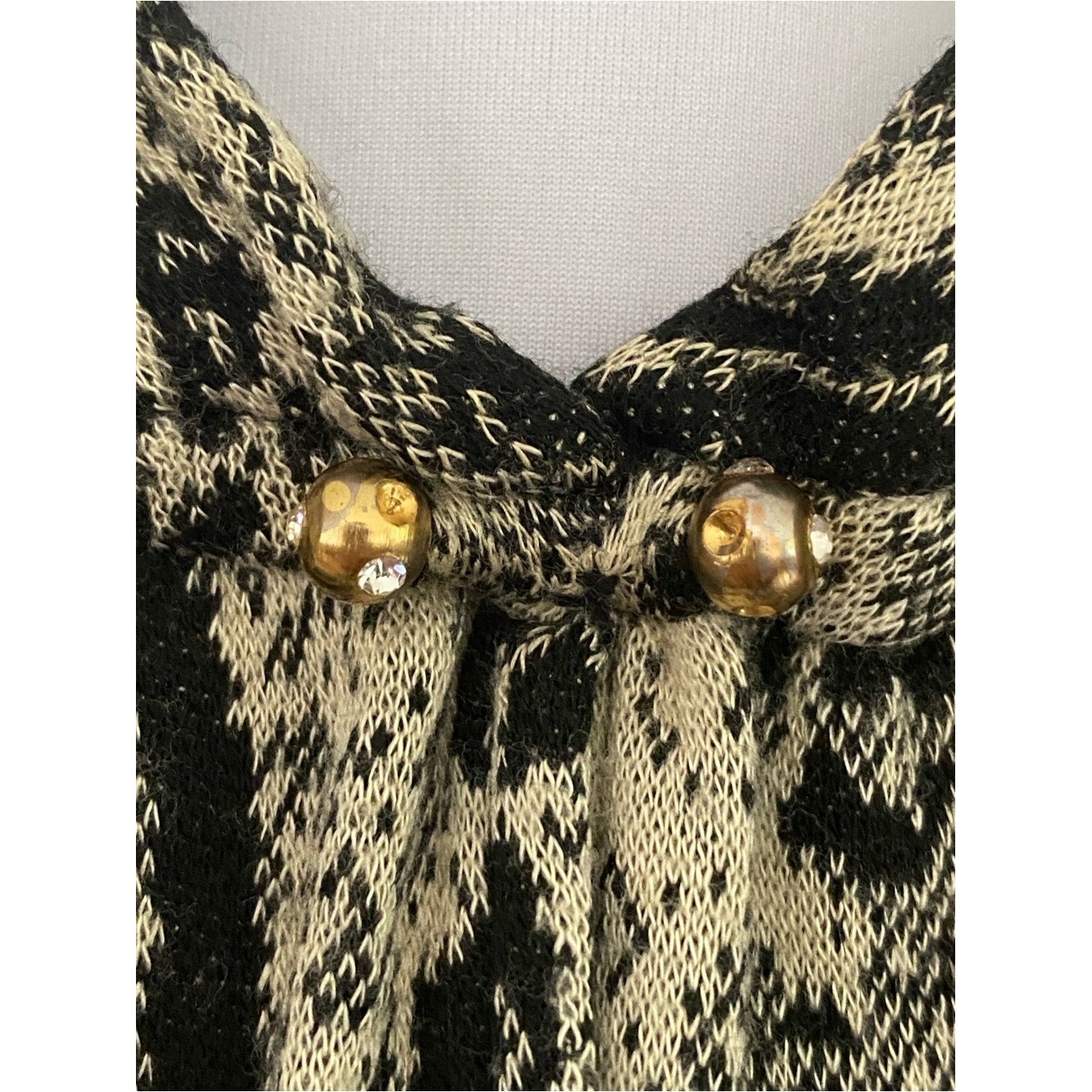 Roberto Cavalli Vintage Black Cream Snakeskin Wool Long Sleeve Dress Medium