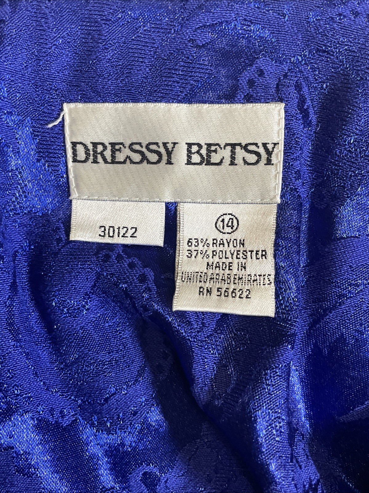 Dressy Betsy Vintage 80’s Royal Blue Floral Midi Dress Women’s 14 Lace Up Back