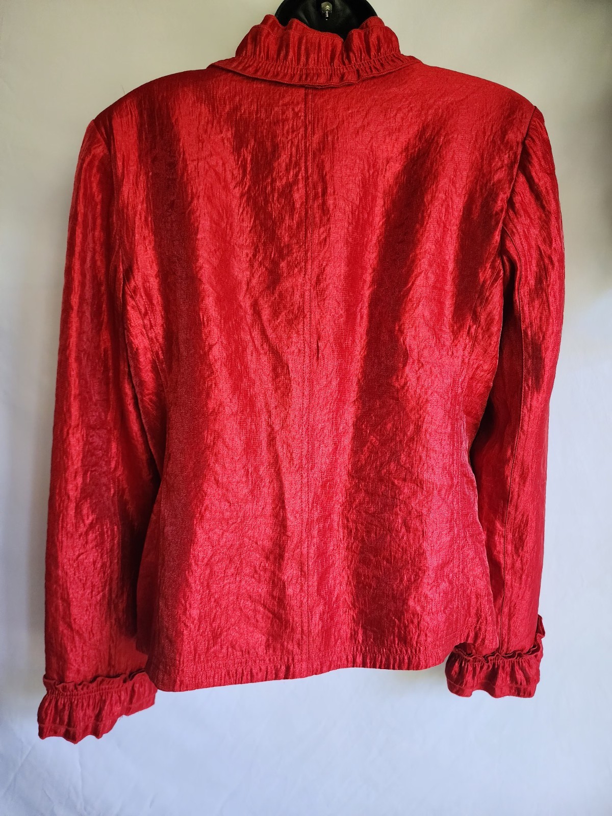 RAFAEL SIZE MEDIUM RED VINTAGE TIE STRAP OVERCOAT 90S RUFFLE RED