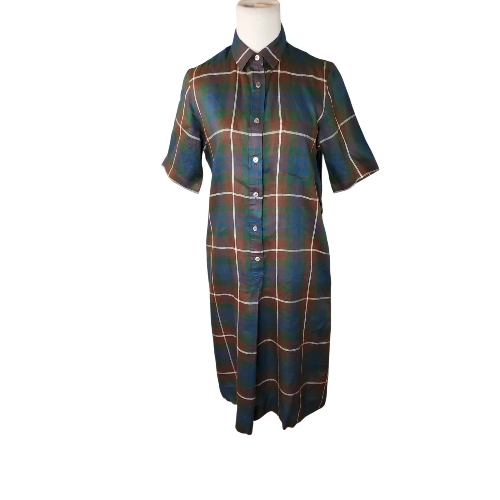 Vintage Scotch House Tartan Plaid Shirt Dress Old Money Preppy Academia Retro M