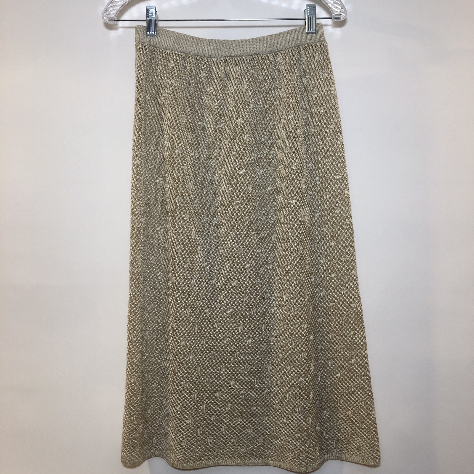 VTG Vivanti Medium Skirt Set Sheer Open Knit Sexy Secretary Peplum Stretch 80s