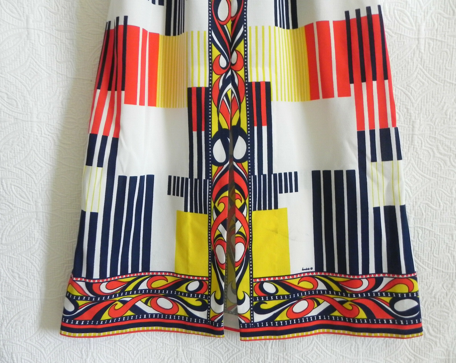 Vtg Bernardo Maxi Skirt Elastic Band Multicolor Slit Front A-Line Size US 2XS/XS
