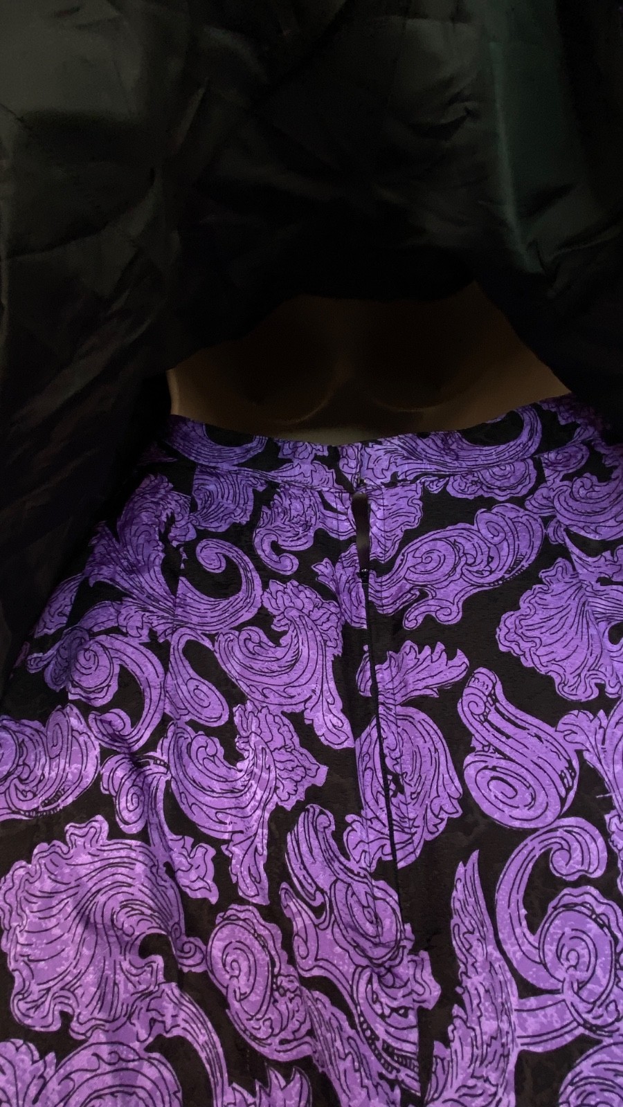 Vintage 1980s silk purple black dress set 1940s Victorian peplum jacket skirt