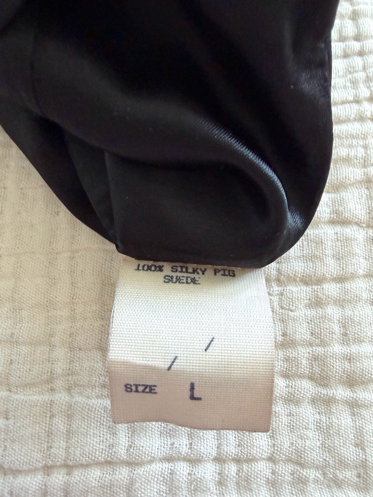 Vintage 70s Suede Pig Leather And Silk Button Up Black Vest