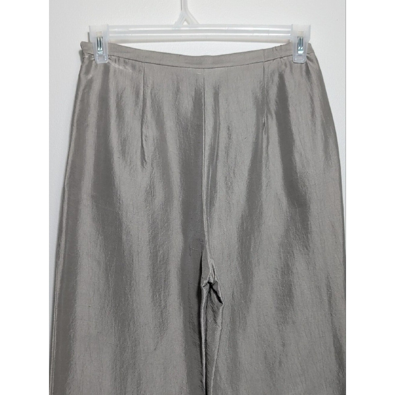 Vintage 90s Eileen Fisher Wide Leg Silk Pants Taupe NWT Small Old Money Luxury