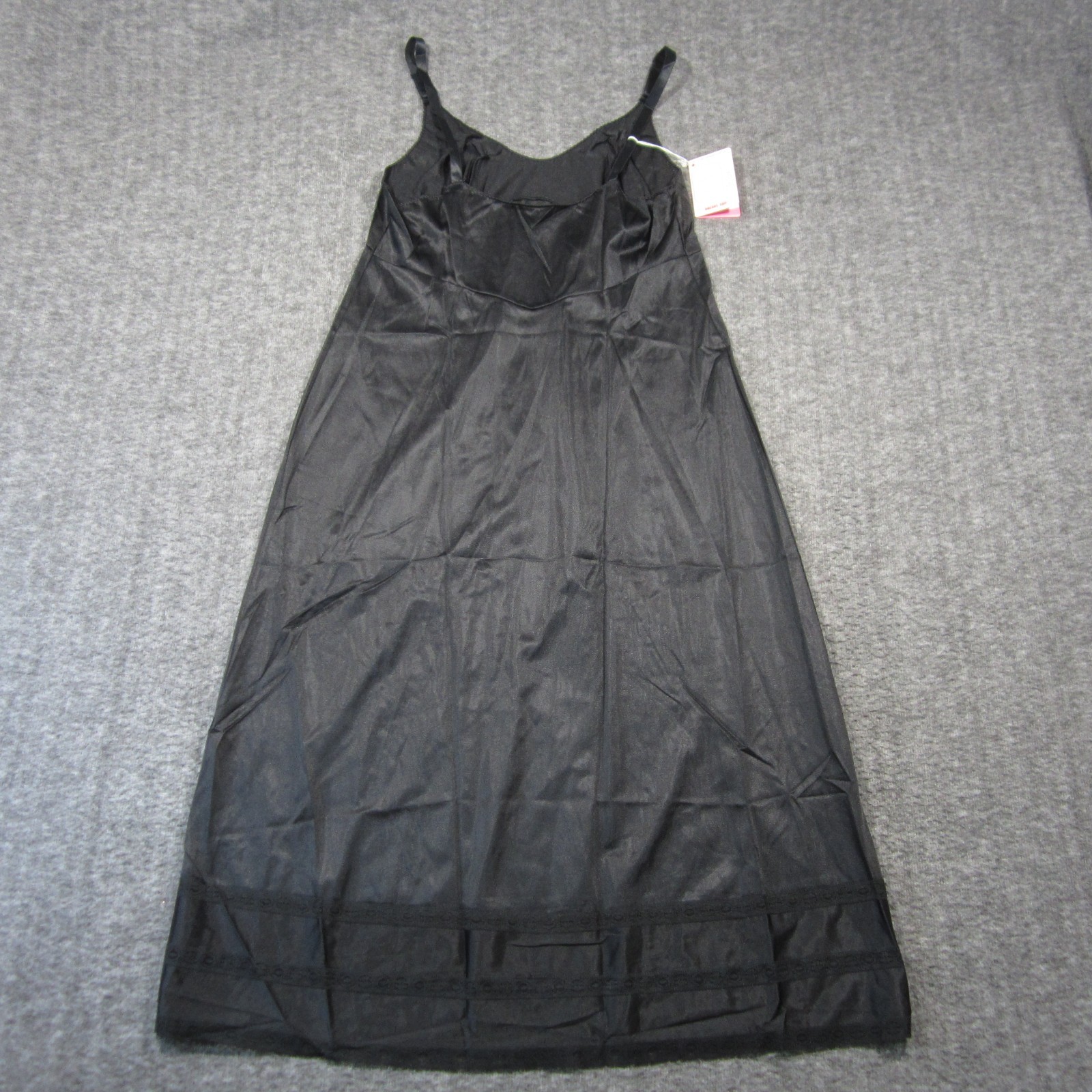 Vtg Sears Clip it Full Slip Size 36 Black Lace Trim Anti-Cling Lingerie USA NEW