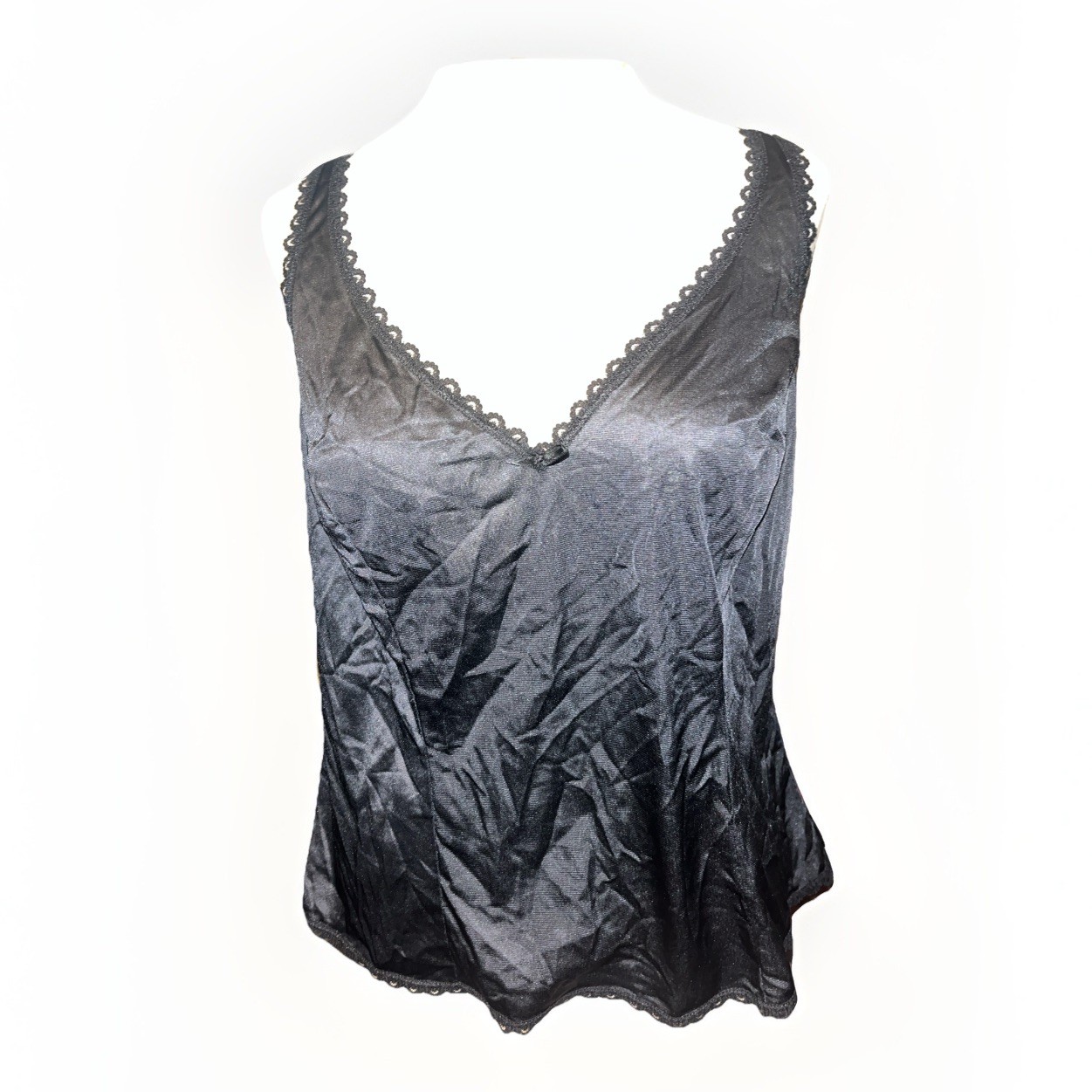 WARNERS PERFECT MEASURE 55200 Black antron III nylon camisole slip top 40 / XL