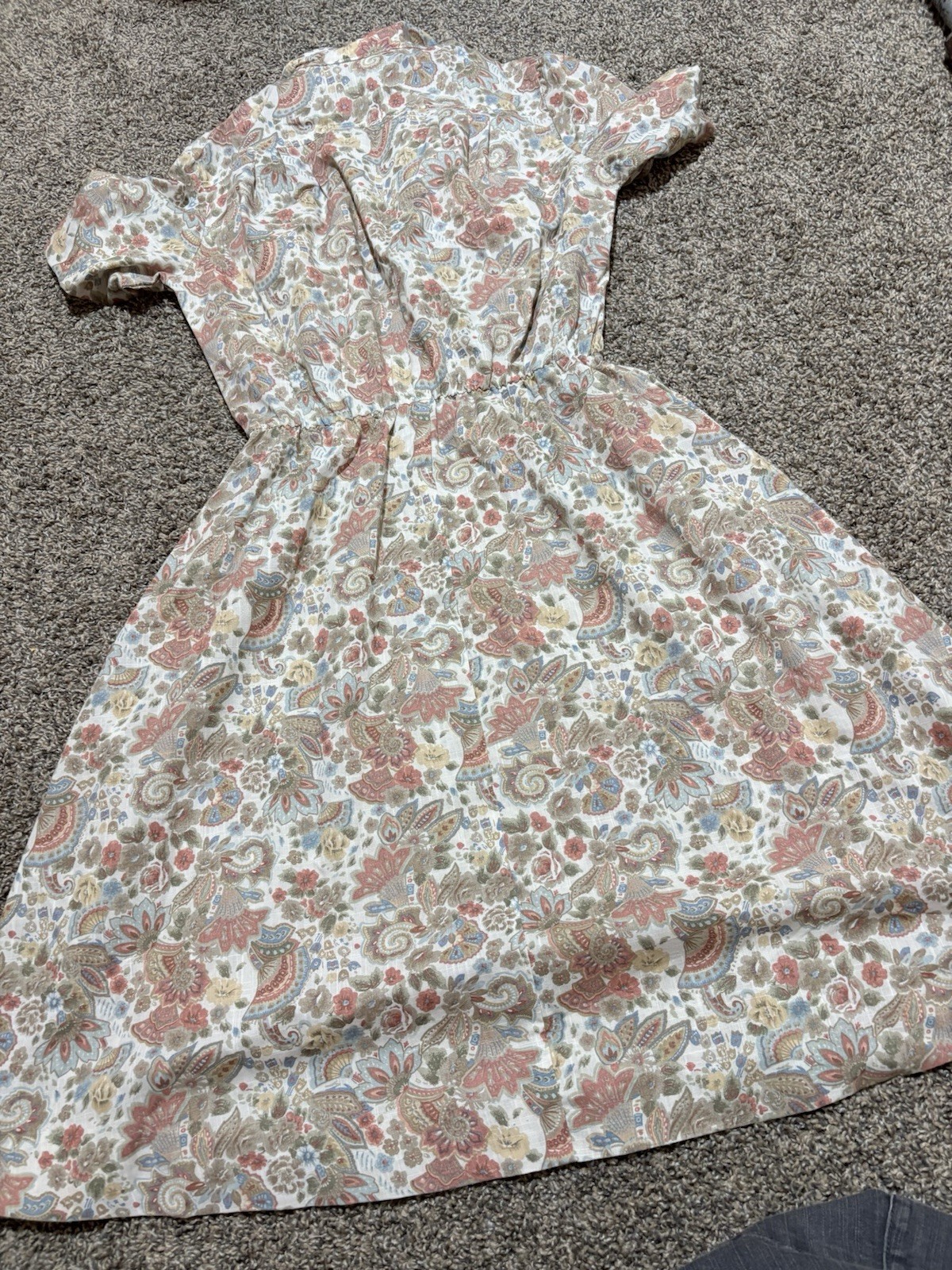 Stuart Alan 1980s Floral Fit & Flare Dress Size 14 50% Poly 50% Rayon Vintage