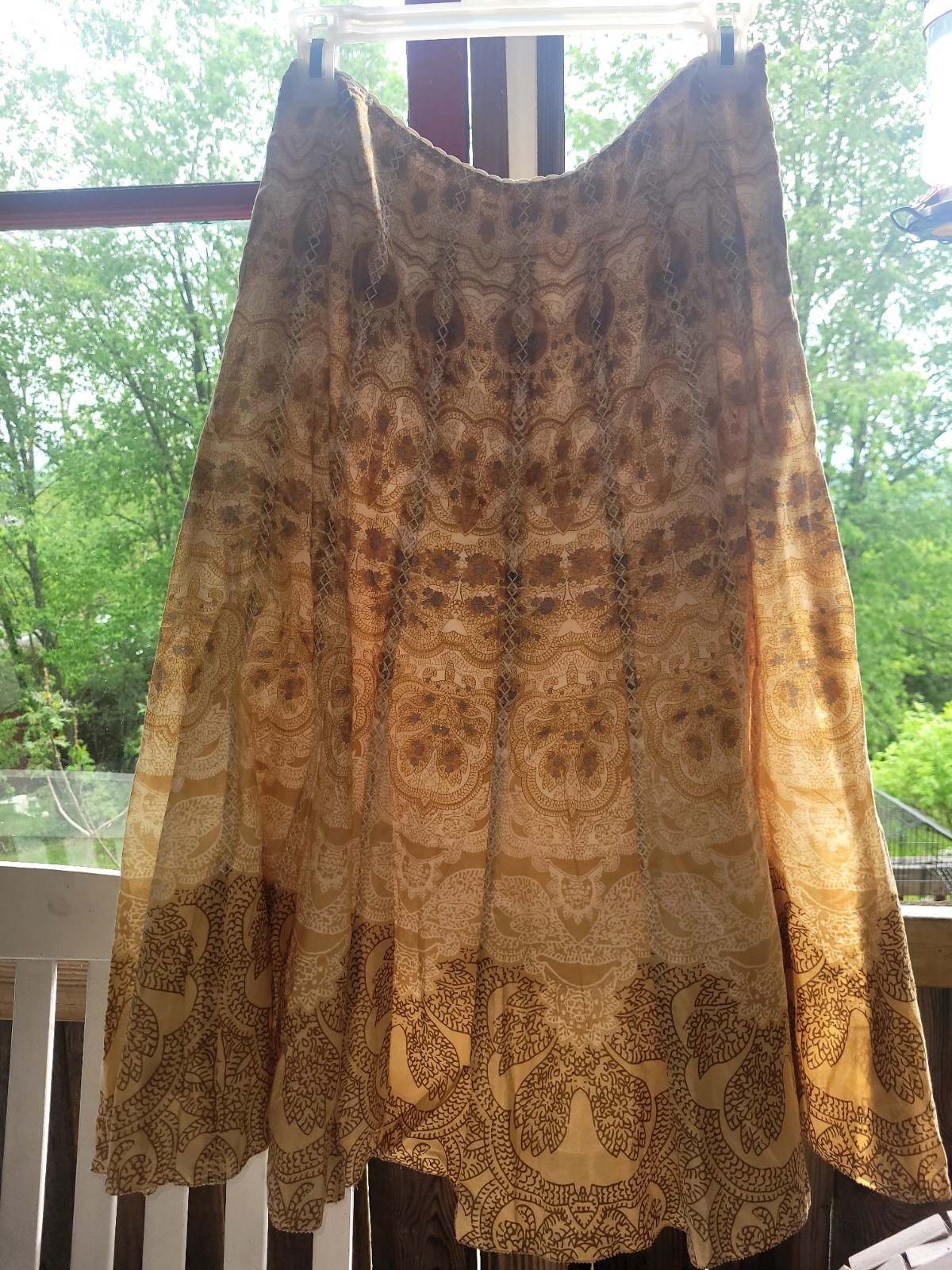 BEAUTIFUL 90s Bohemian Designer ELIE TAHARI Skirt Embroidered Lined Size 6