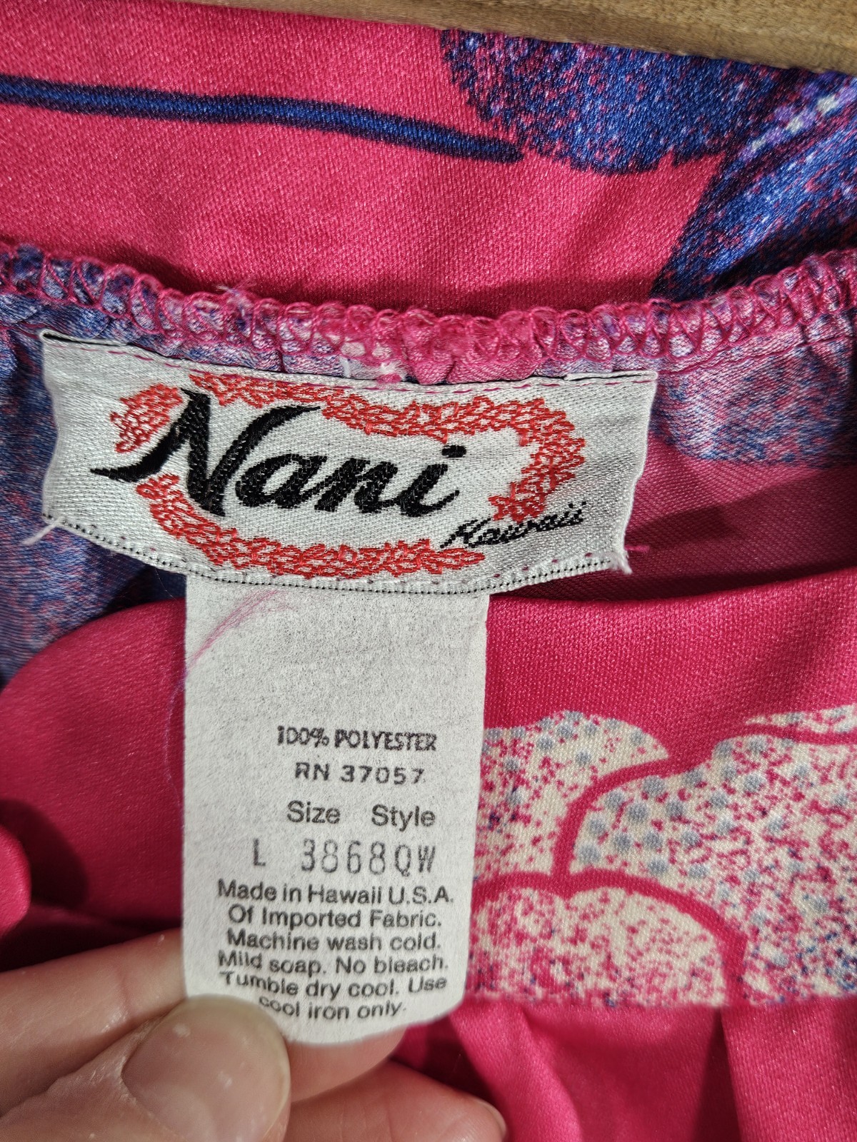 Vintage Nani of Hawaii Dress Size L PInk Floral Print Muumuu lounge Polyester