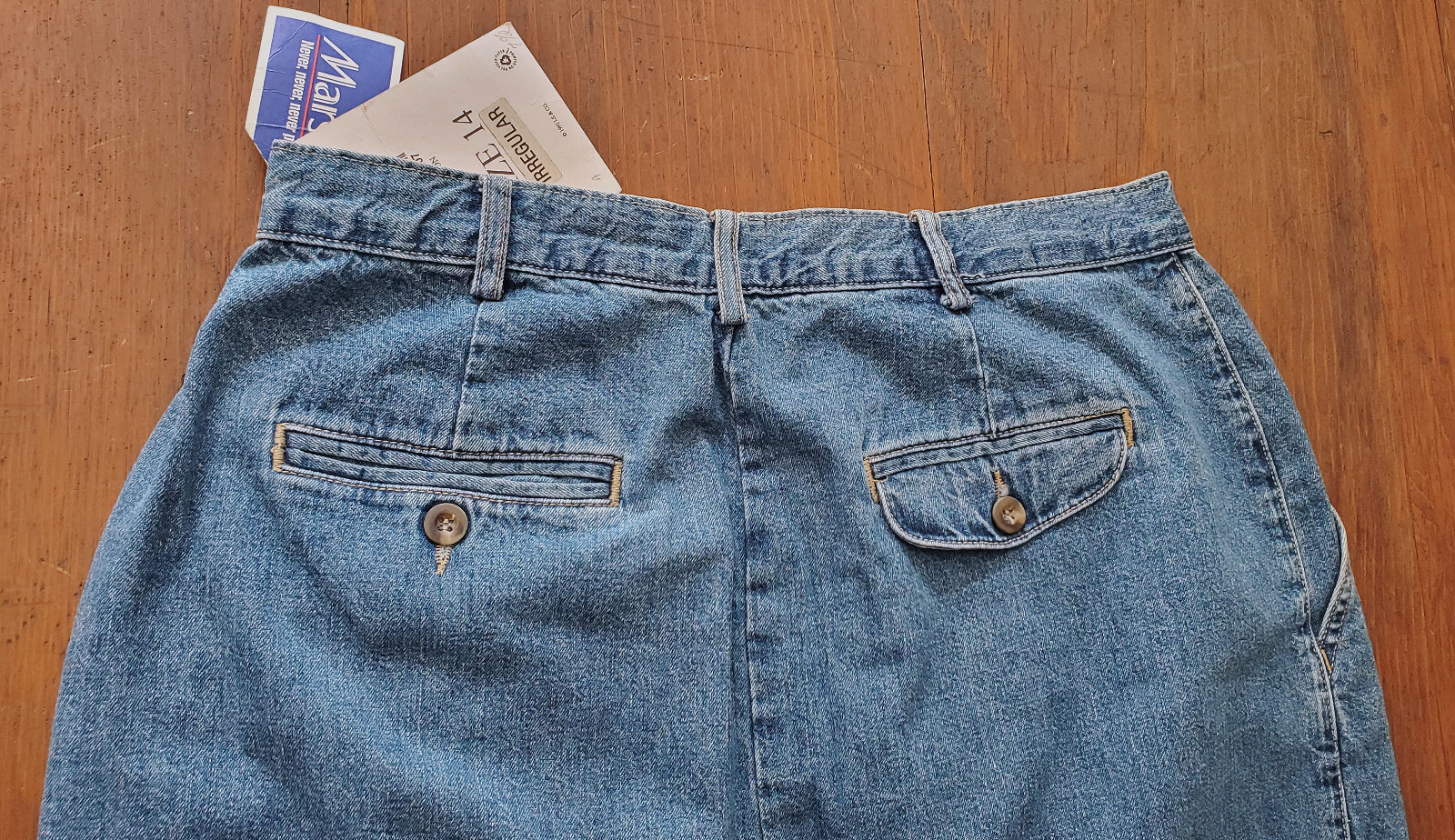 Vintage Dockers Medium Blue Cotton Denim Maxi Skirt Classic Sz 14 NWT 1992