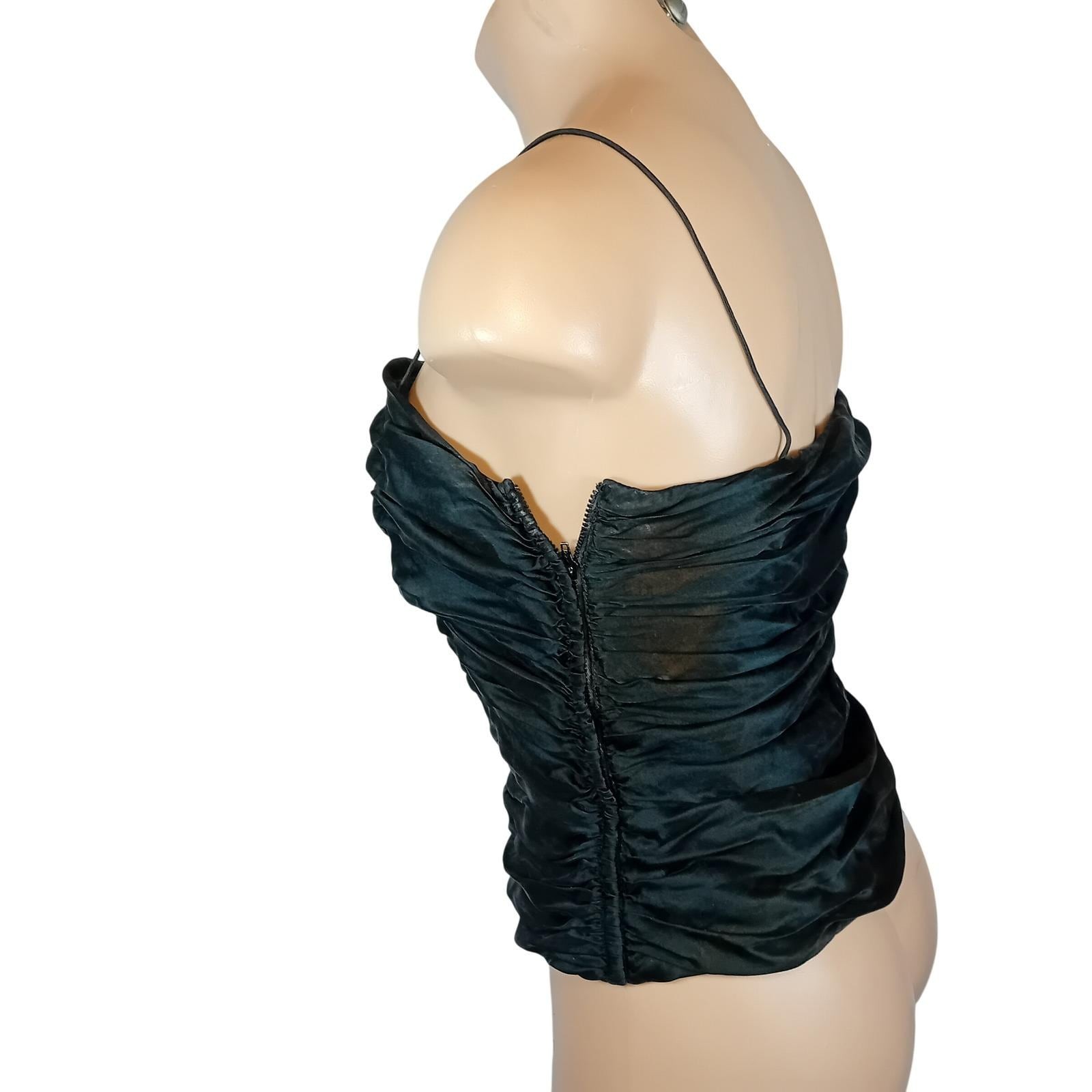 90s Vintage Y2K Lipton’s Ruched Silk Cami Top Cocktail Goth Club Festival 8 READ