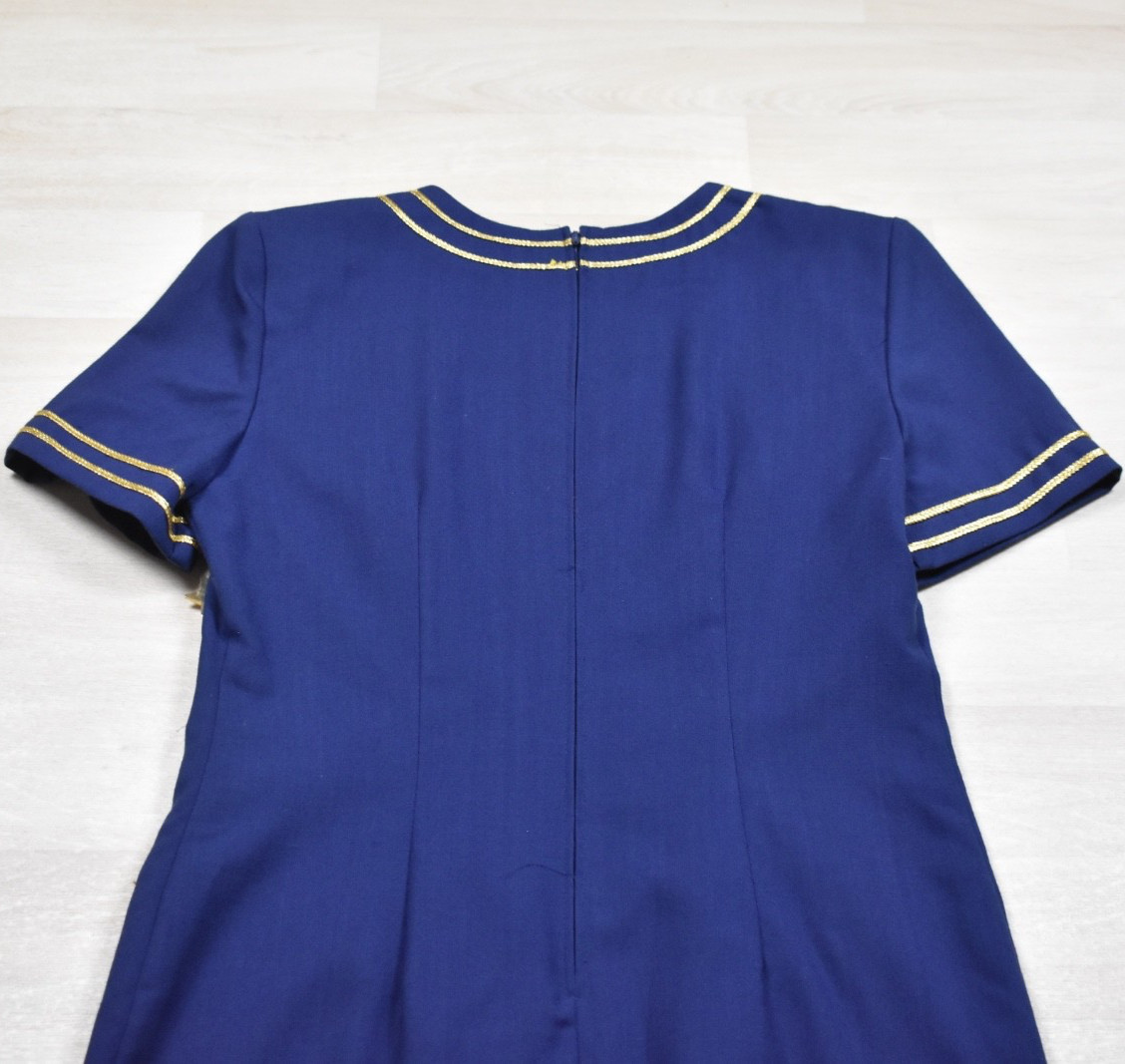 80s Jessica Howard LSheath Dress Navy Blue Gold Stars Americana 14 VTG