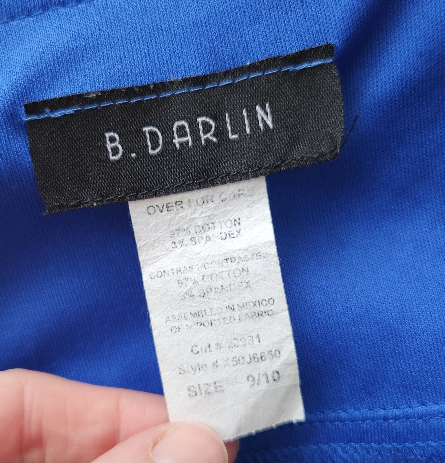 Vintage B. Darlin Strapless Colorblock Dress Size 9/10 Blue White Black