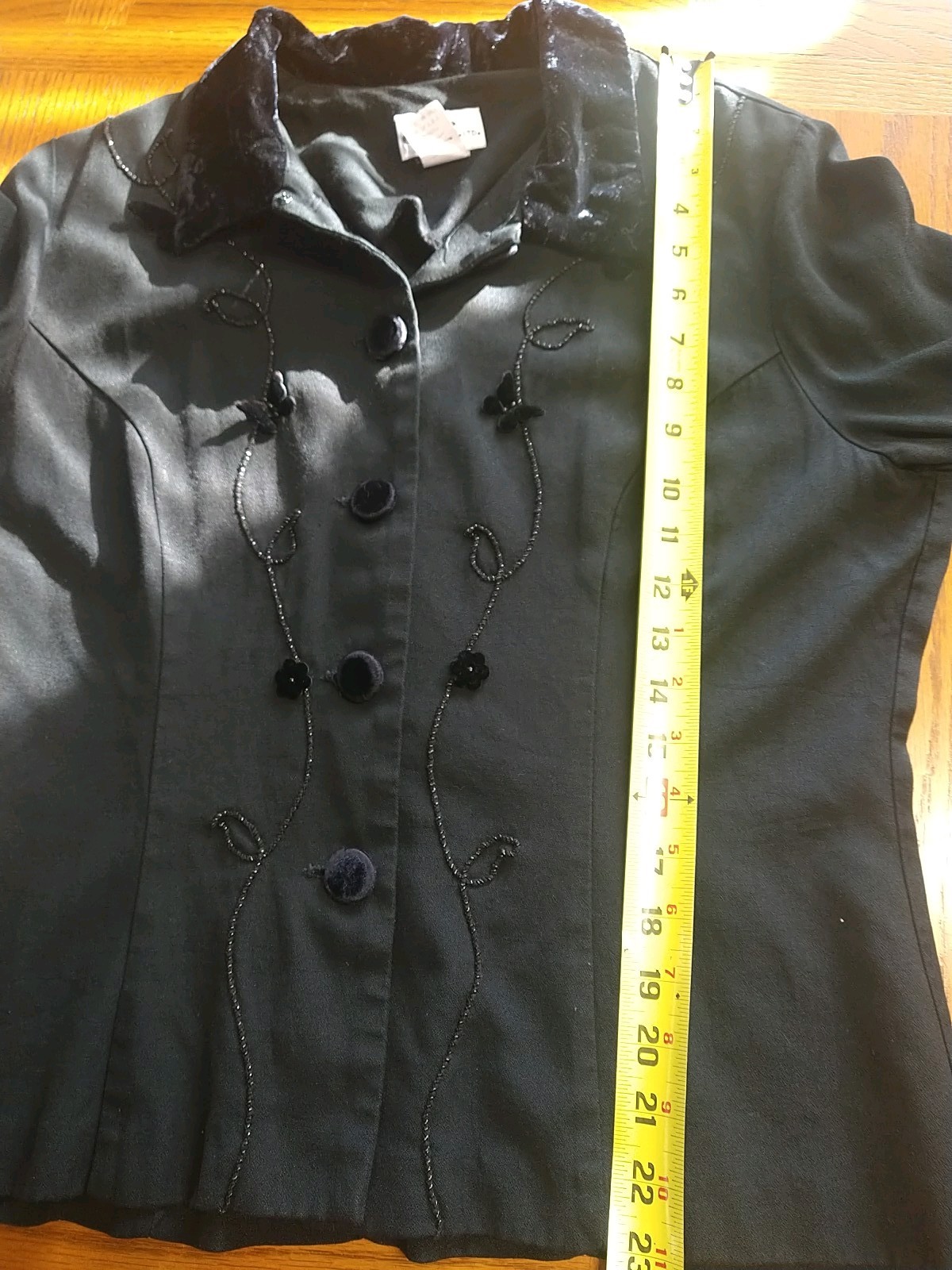 Vintage J.B.S. Black Jacket ~Velvet Collar/buttons~ 80’s Blazer~ SZ 14