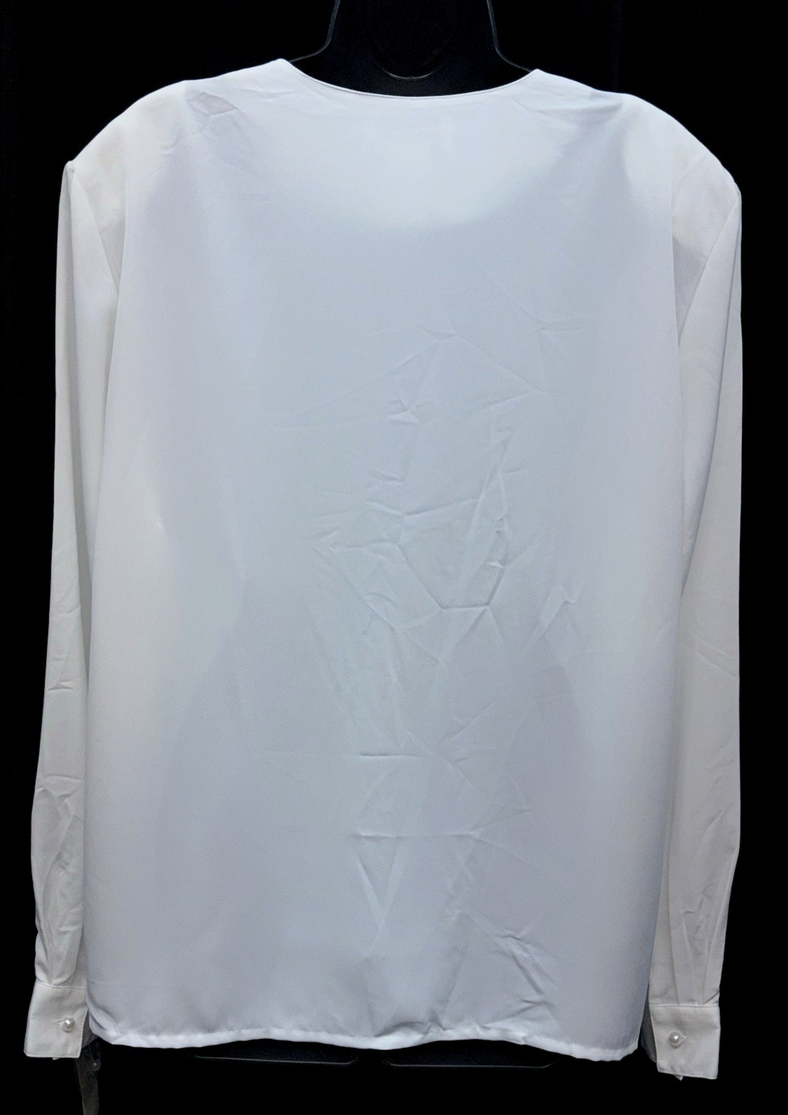NWT Kathy Che Women Size 18 Button-Up Long Sleeve Blouse White Beads Embroidered