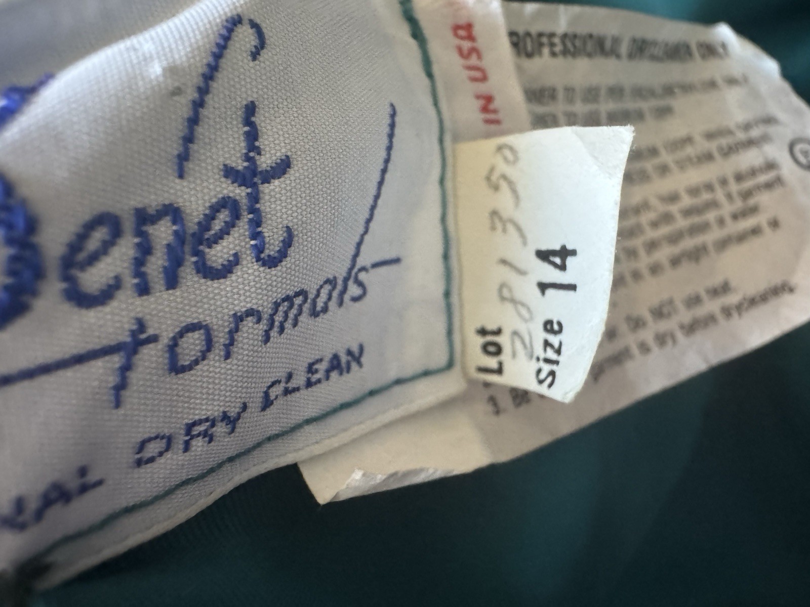 Vtg 80’s Mike Benet Teal Sequined Bow Party Prom Dress Sz 14 Halloween Holiday
