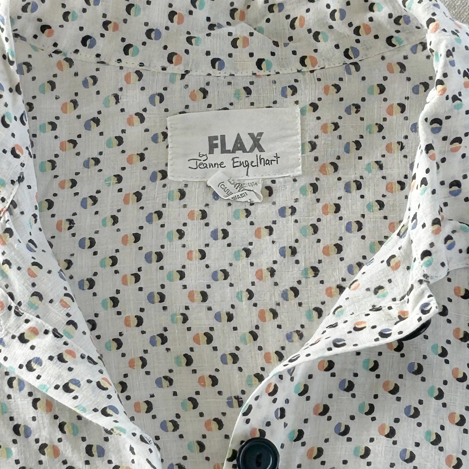 FLAX 2 Piece Shirt & Tank Set Women Large Cream Dot Linen Lagenlook Coastal Art