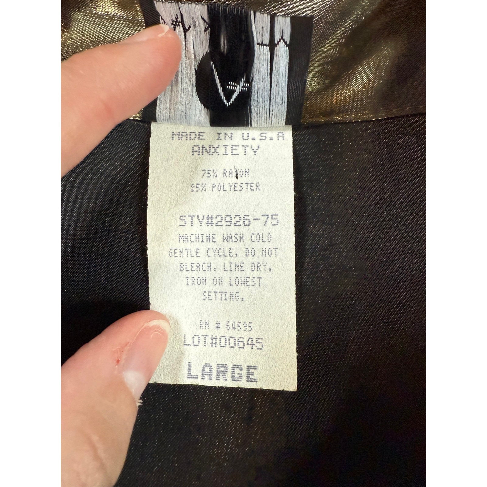 Vintage 90’s “Anxiety” Metallic Gold Iridescent Fitted Ladies Button-Down Blouse
