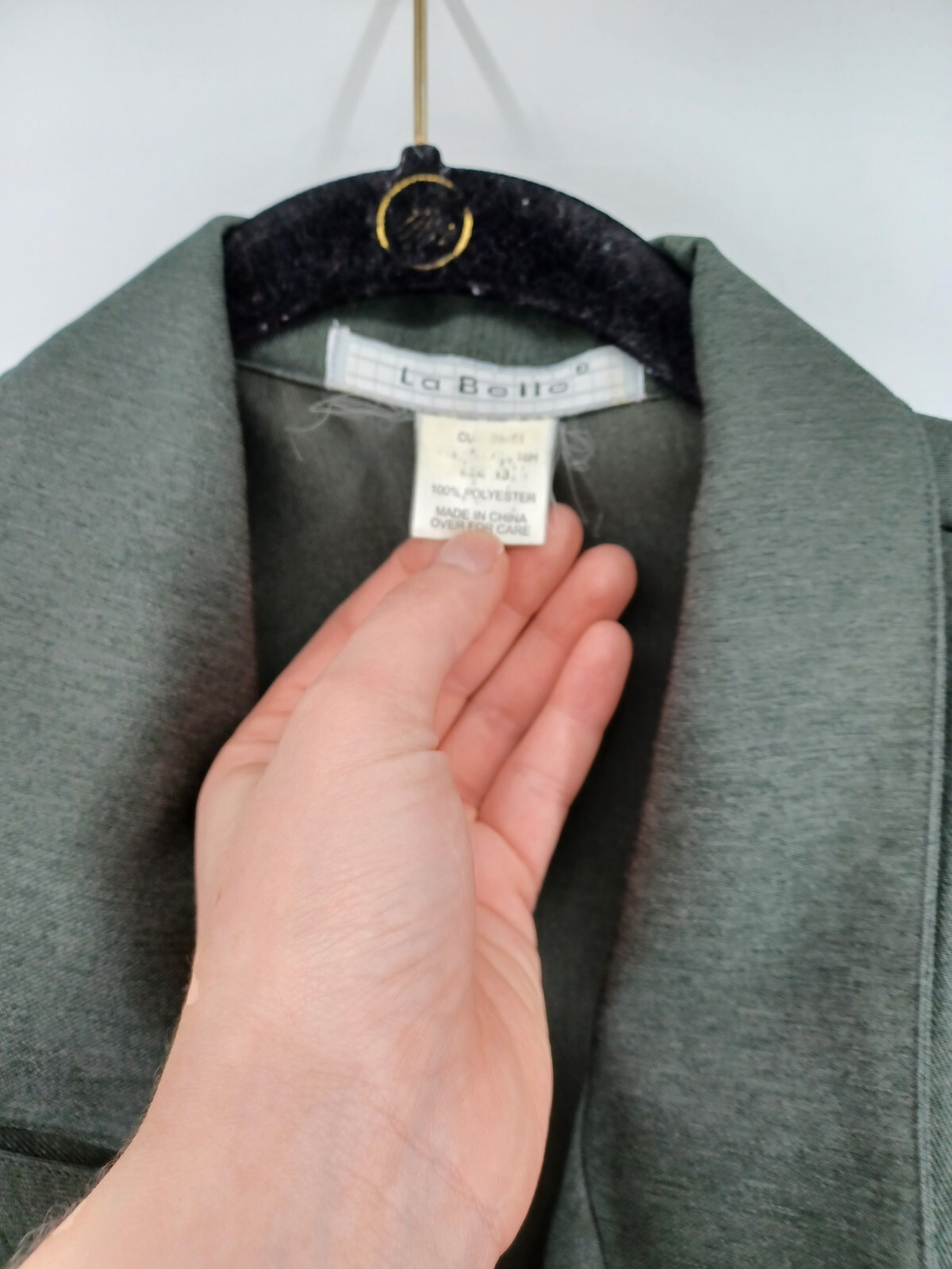 Vintage La Belle Olive Green Blazer cardigan jacket 3 button shoulder pads Women