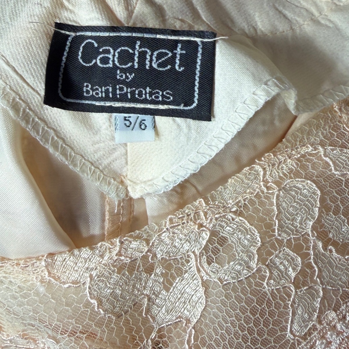 Cachet by Bari Protas Vintage Lace Skirt Suit Set Pink Peplum Jacket Midi 5/6