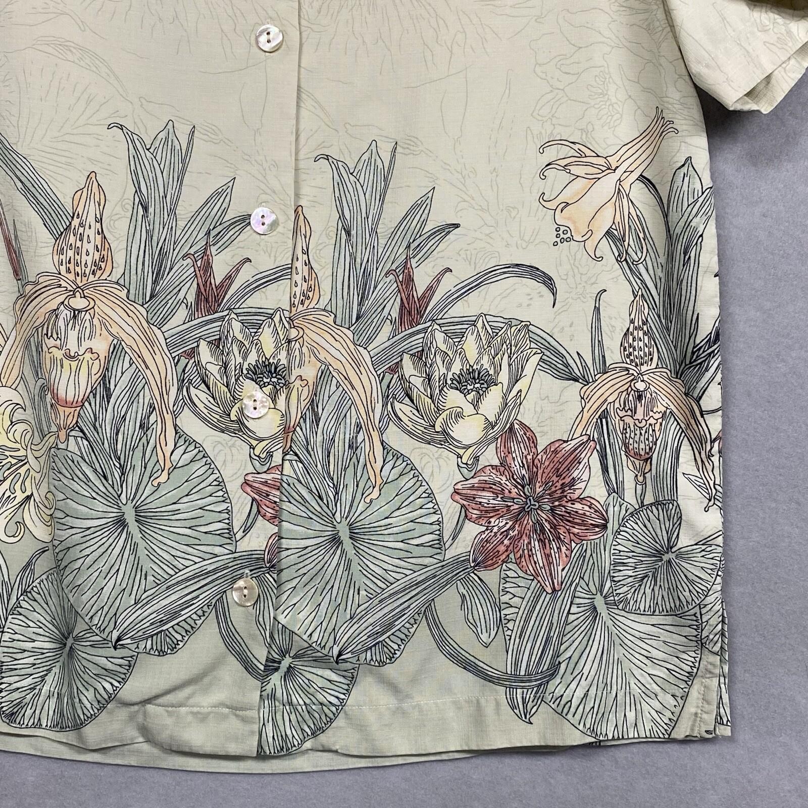VTG Tommy Bahama Hawaiian Shirt 100% Silk Women’s XS Floral Tropical Vacation