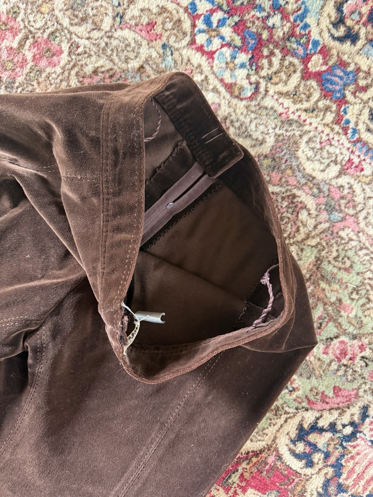 Vintage 1970’s La Parisienne La Piazza Chocolate Brown Velvet Bell Bottom XS