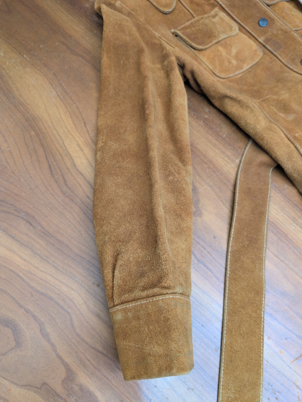 Vintage Tan Suede Hippy Boho Western Gothic Belted Safari Jacket 70s Women S