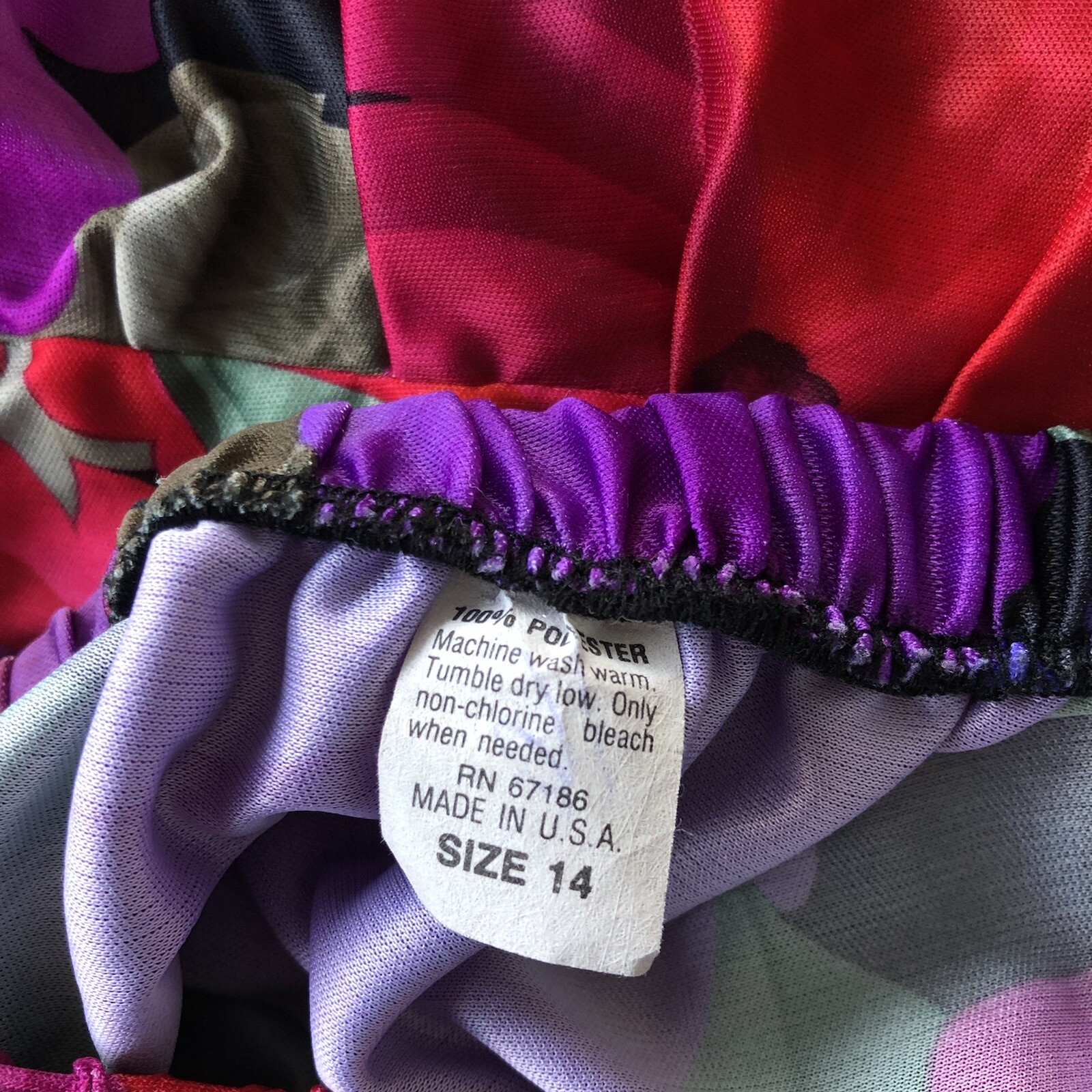 Vtg KR of NY Skirt Floral Pink Purple Red Pleated Sz 14 Made in USA