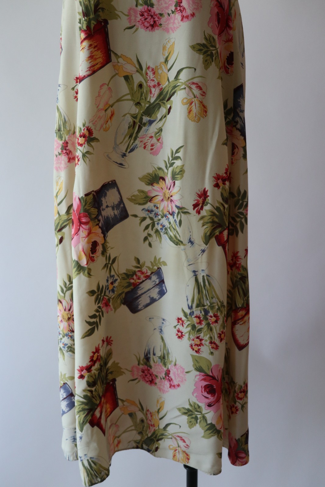90s Vintage Pastel Garden Plants Pots Sleeveless Long Maxi Sundress Women S M