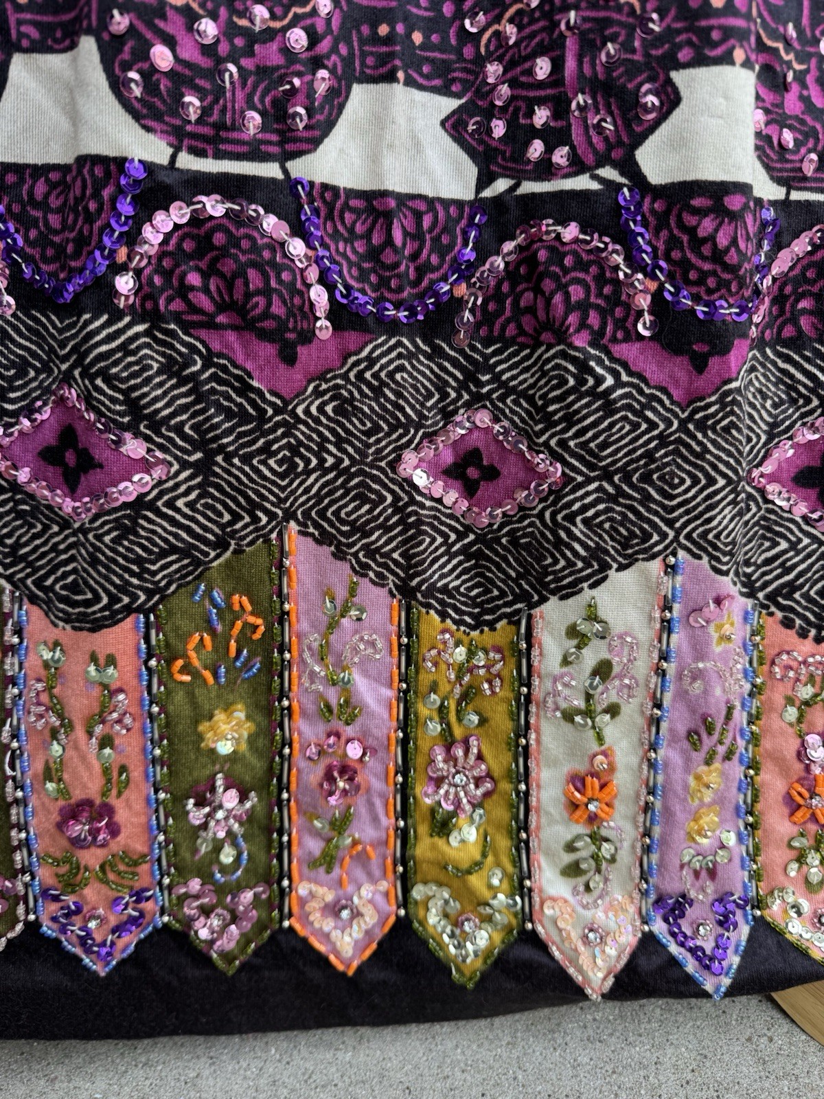 70’s Valentina Ltd Embellished Maxi Dress 12 Boho Sequin Jewels Hostess Gown 28”
