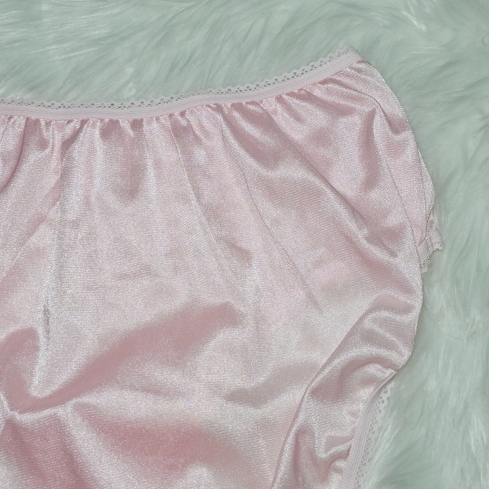 Vintage Silky Pink Panty 100% Nylon Sissy Sheer Brief Size 6-7 Hip 35-39″