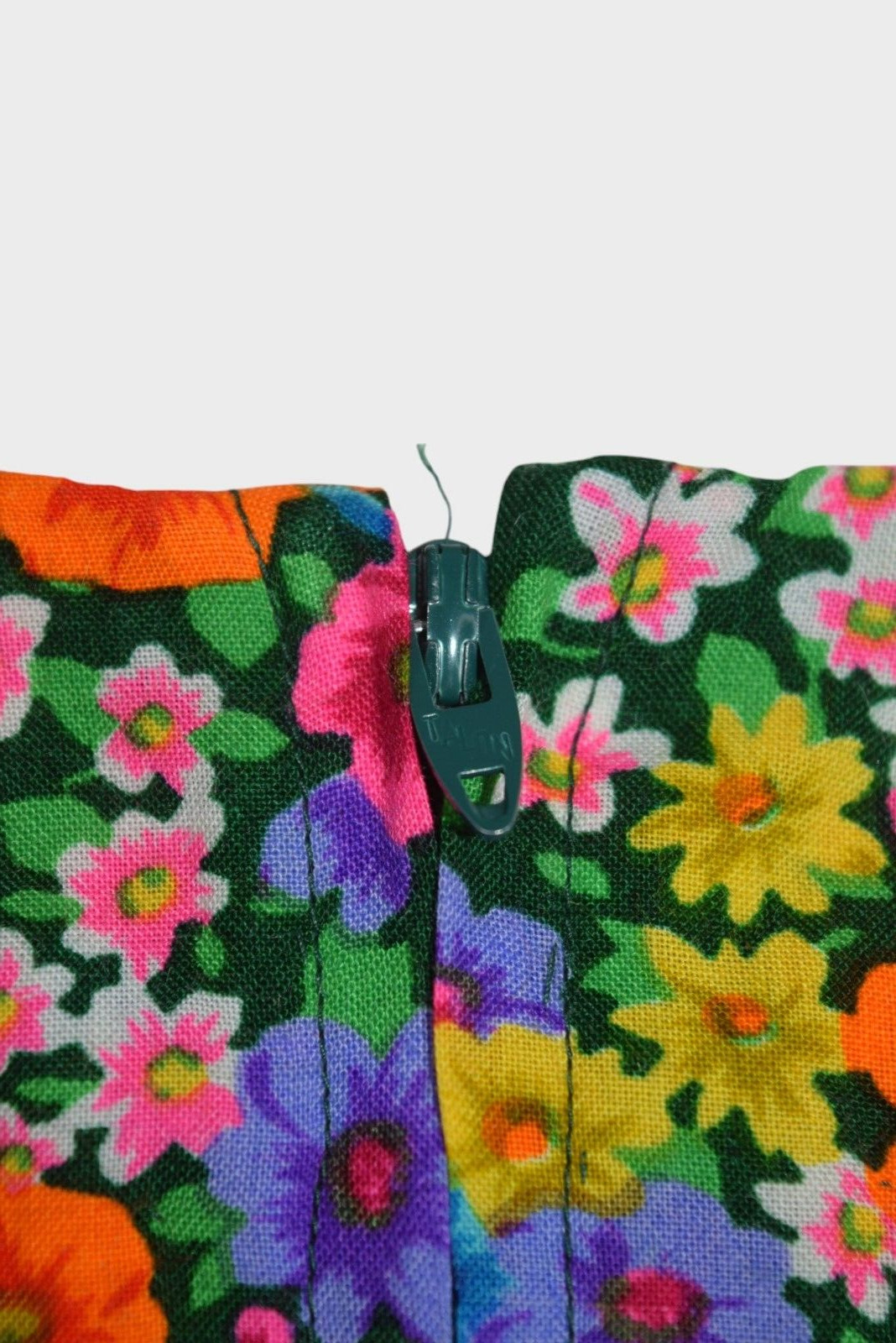 Vintage 60s Dress Womens S Floral Multicolor Maxi Short Sleeve Day Hippy Boho